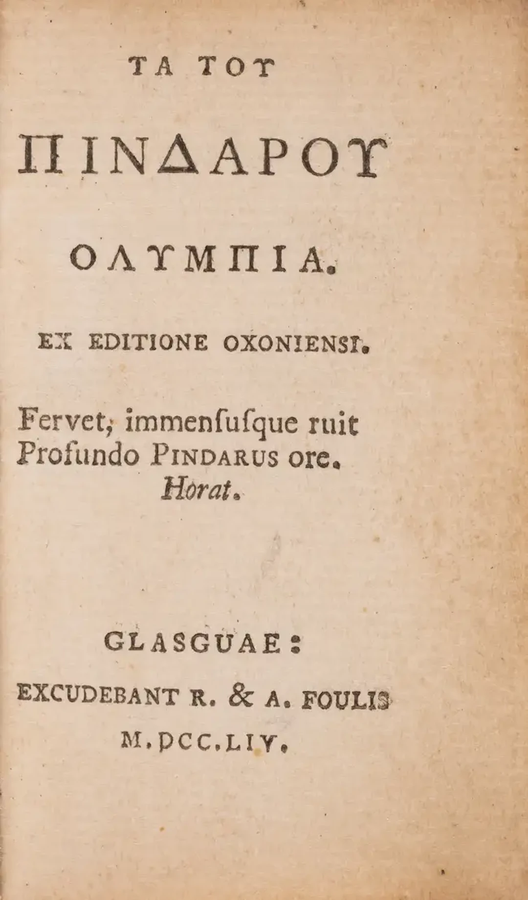 Foulis Press.- Small books.- Pindar. [Odes, graece], 4 vol. in 1