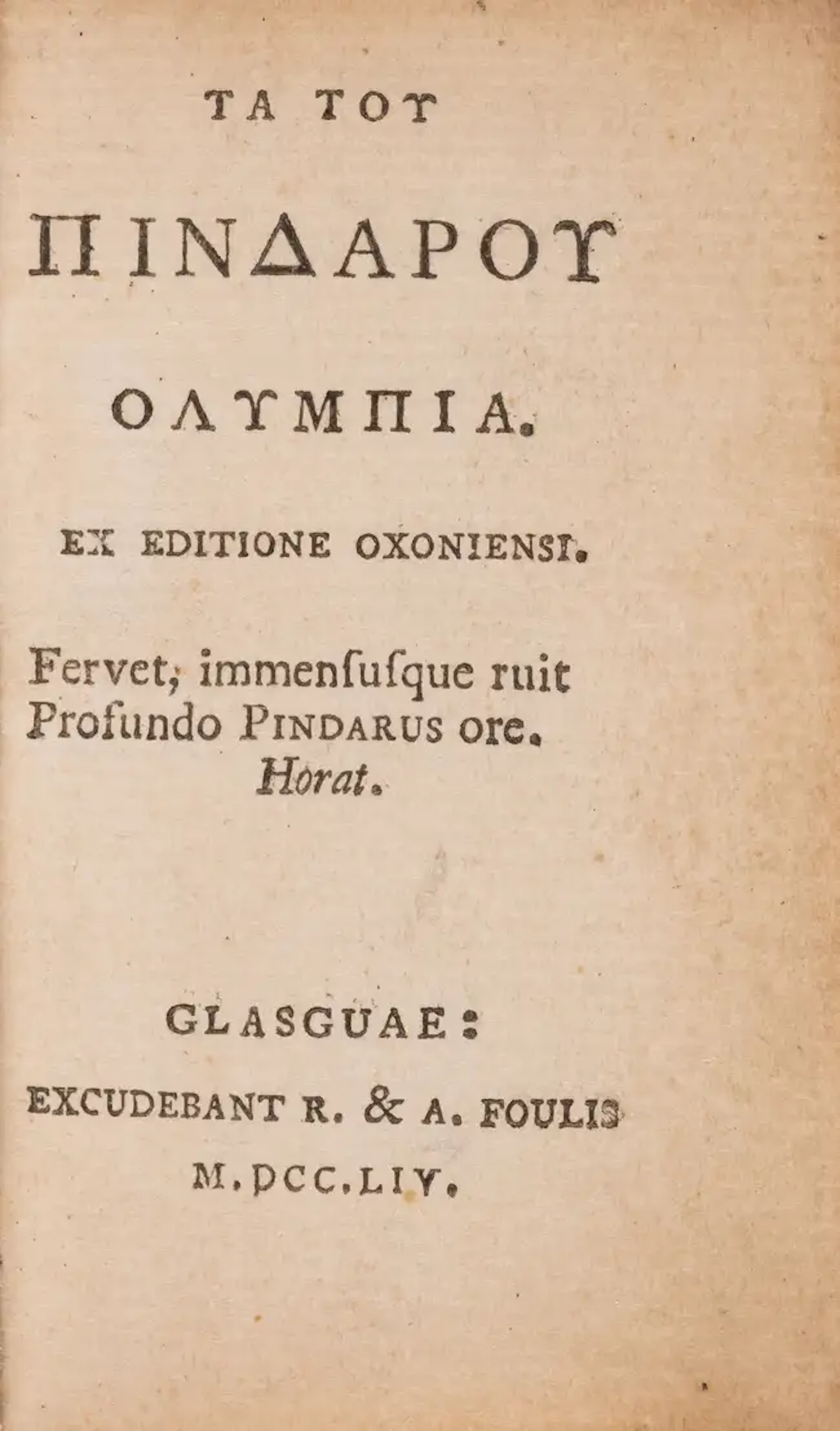 Foulis Press.- Small books.- Pindar. [Odes, graece], 4 vol. in 1