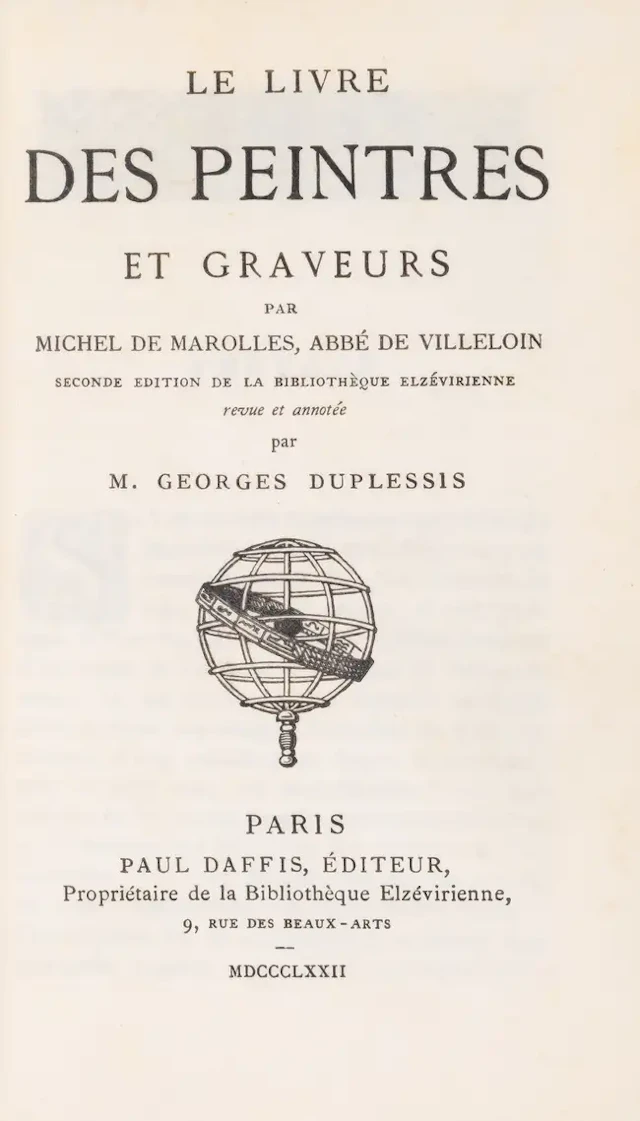 Marolles (Michel de) Le Livre des Peintres et Graveurs..., edited