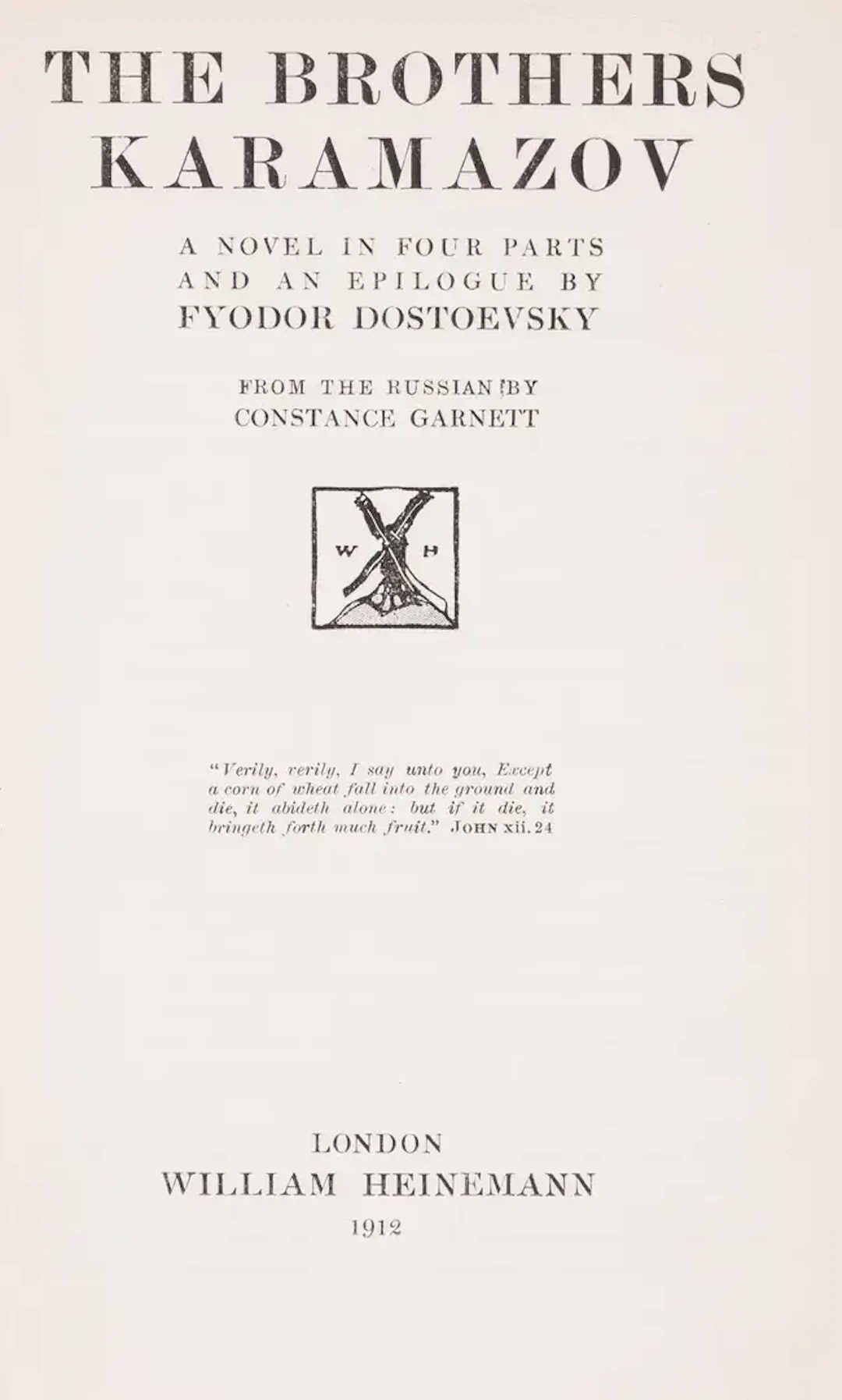 Dostoevsky (Fyodor Mikhailovich) The Brothers Karamazov, first English
