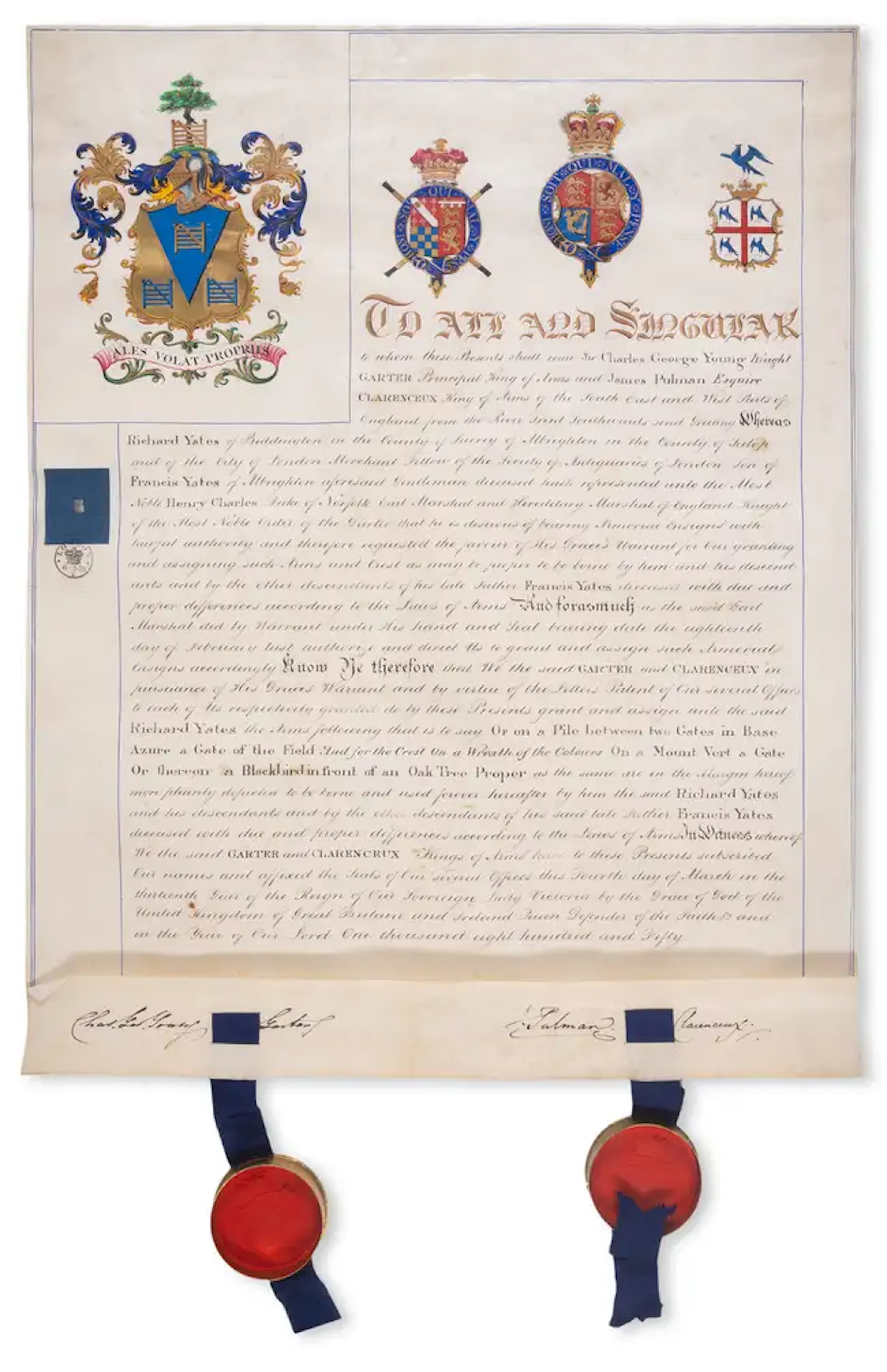 Heraldry.- Young (Sir Charles George) & James Pulman. Grant of arms