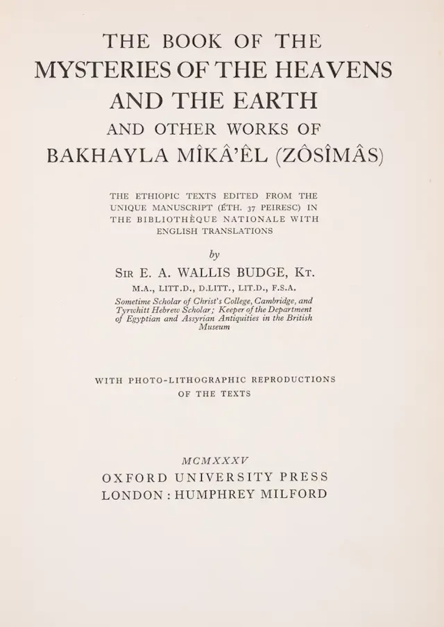 Budge (E.A. Wallis) The Book of the Mysteries of the Heavens and the