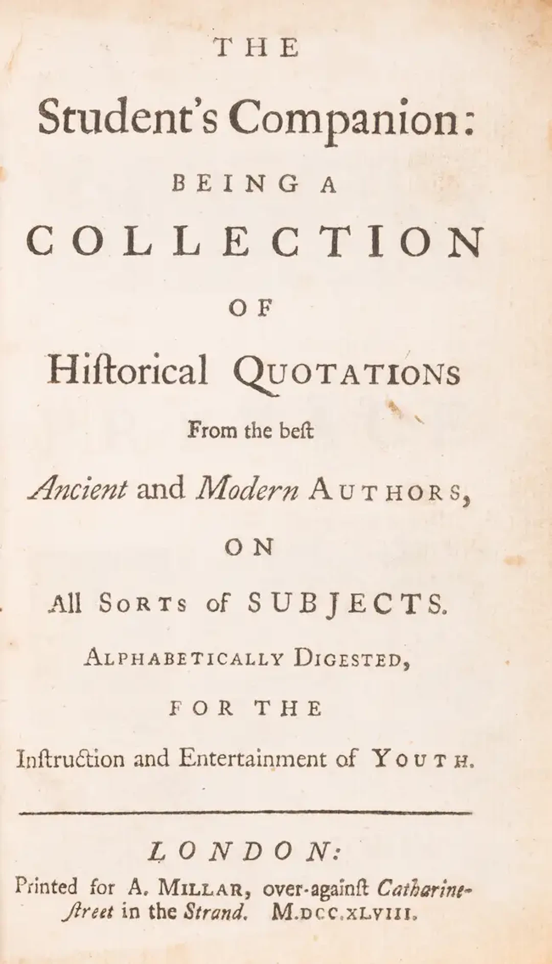 [Smart (Christopher)] The Student's Companion: being a collection