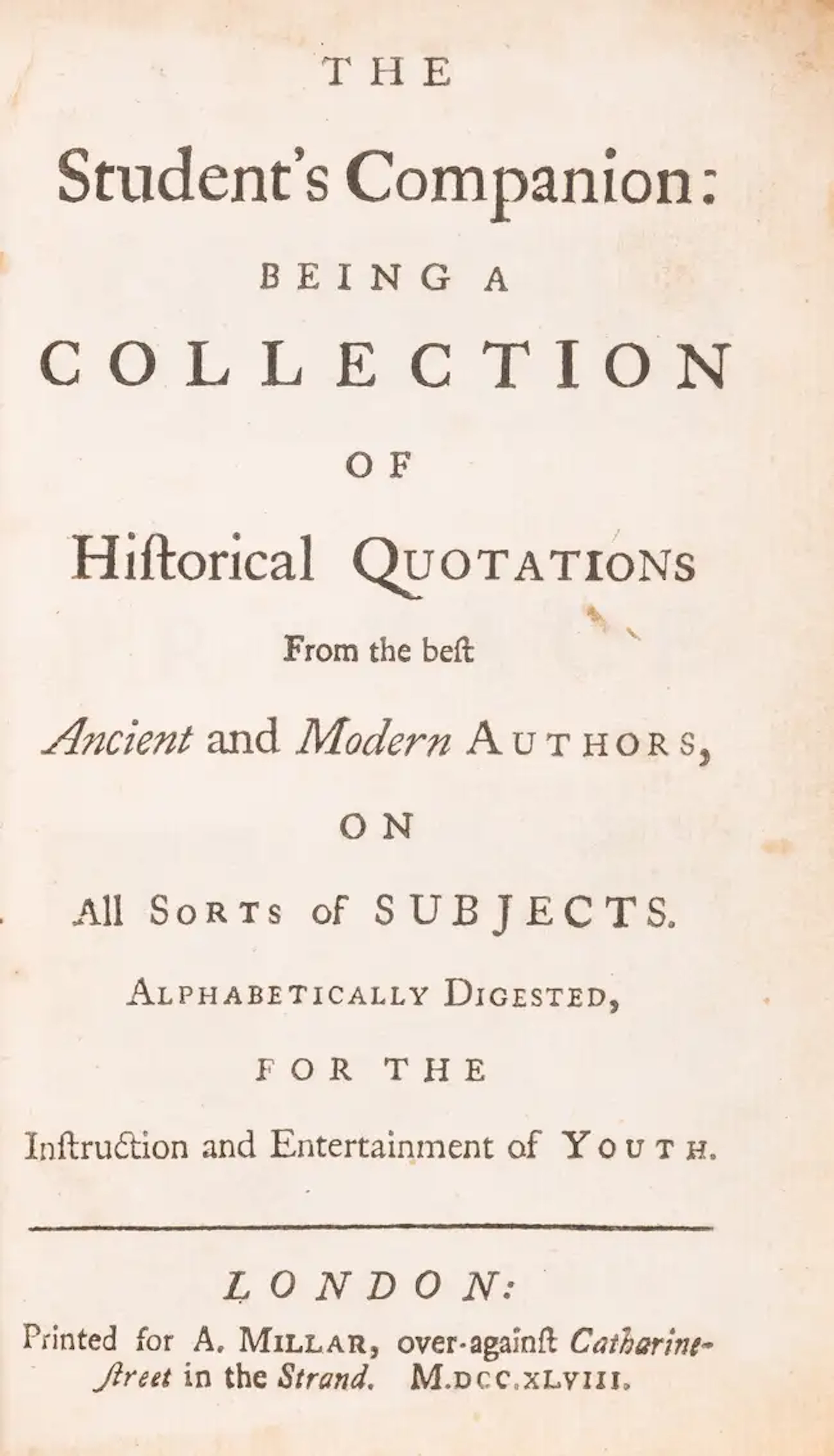 [Smart (Christopher)] The Student's Companion: being a collection