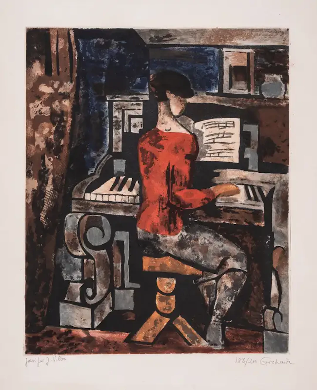 Marcel Gromaire (1892-1971) after. Jacques Villon La Femme au Piano