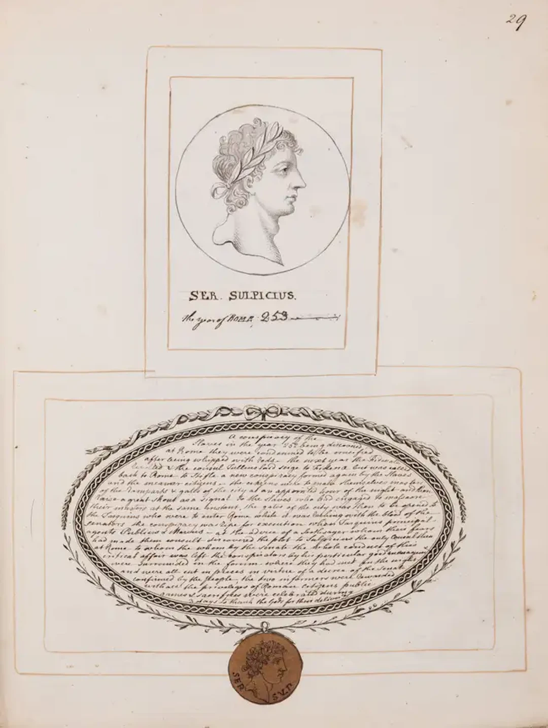 Nugent (James) [Manuscript History of Roman Emperors], ink illustrations
