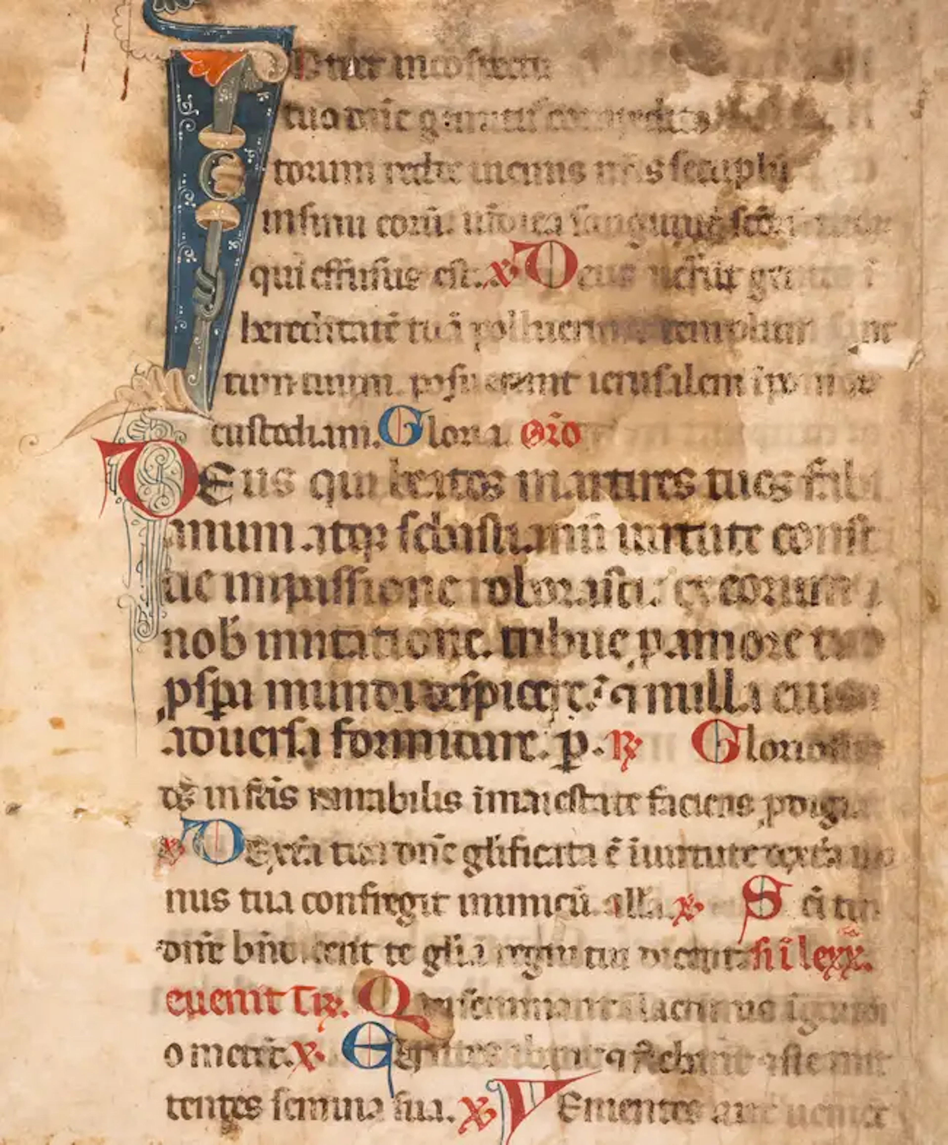 Cutting from a Choirbook, with a large finely painted initial, in