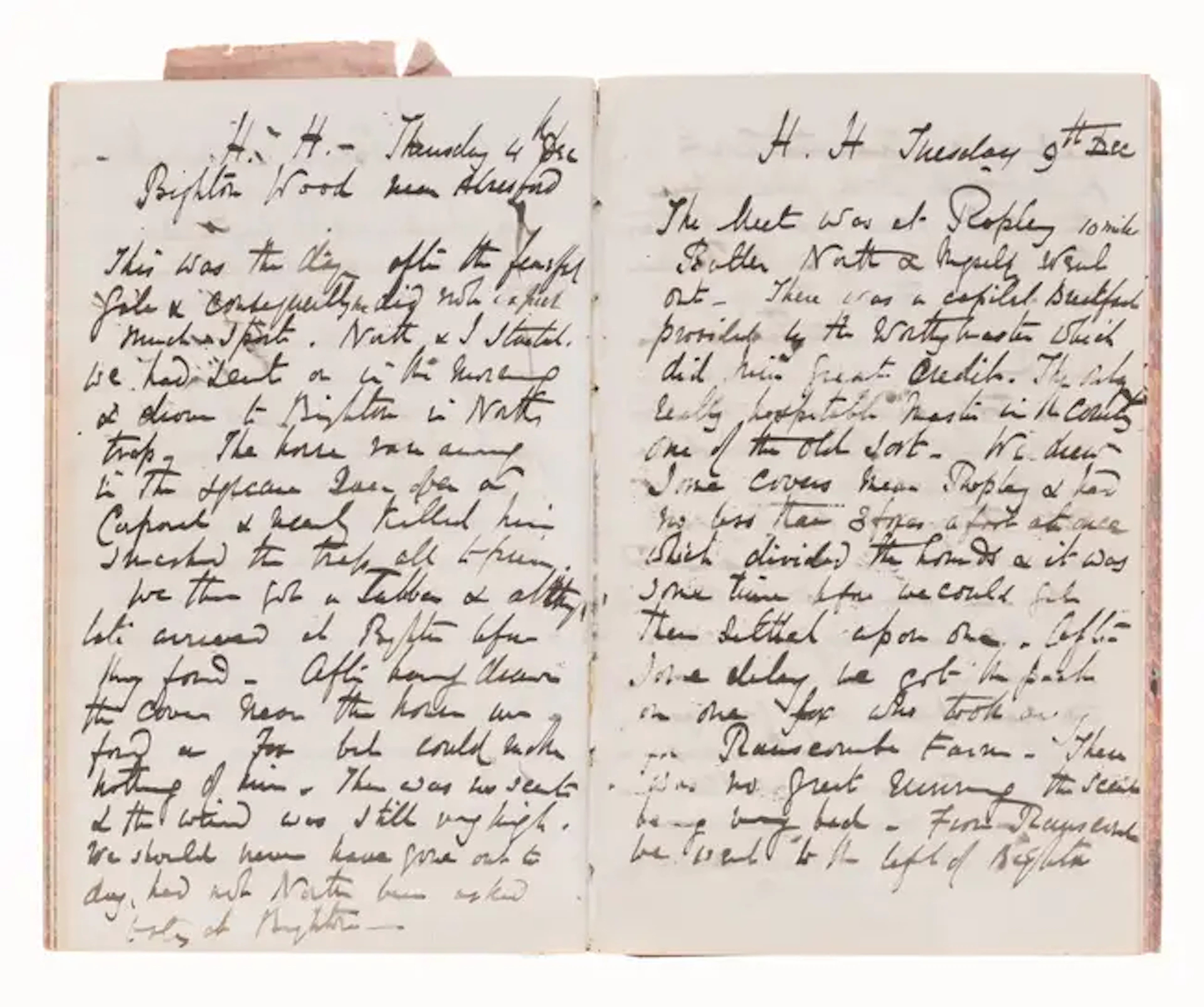Hampshire.- [Hunting diary], manuscript, original limp morocco, gilt, 1863.