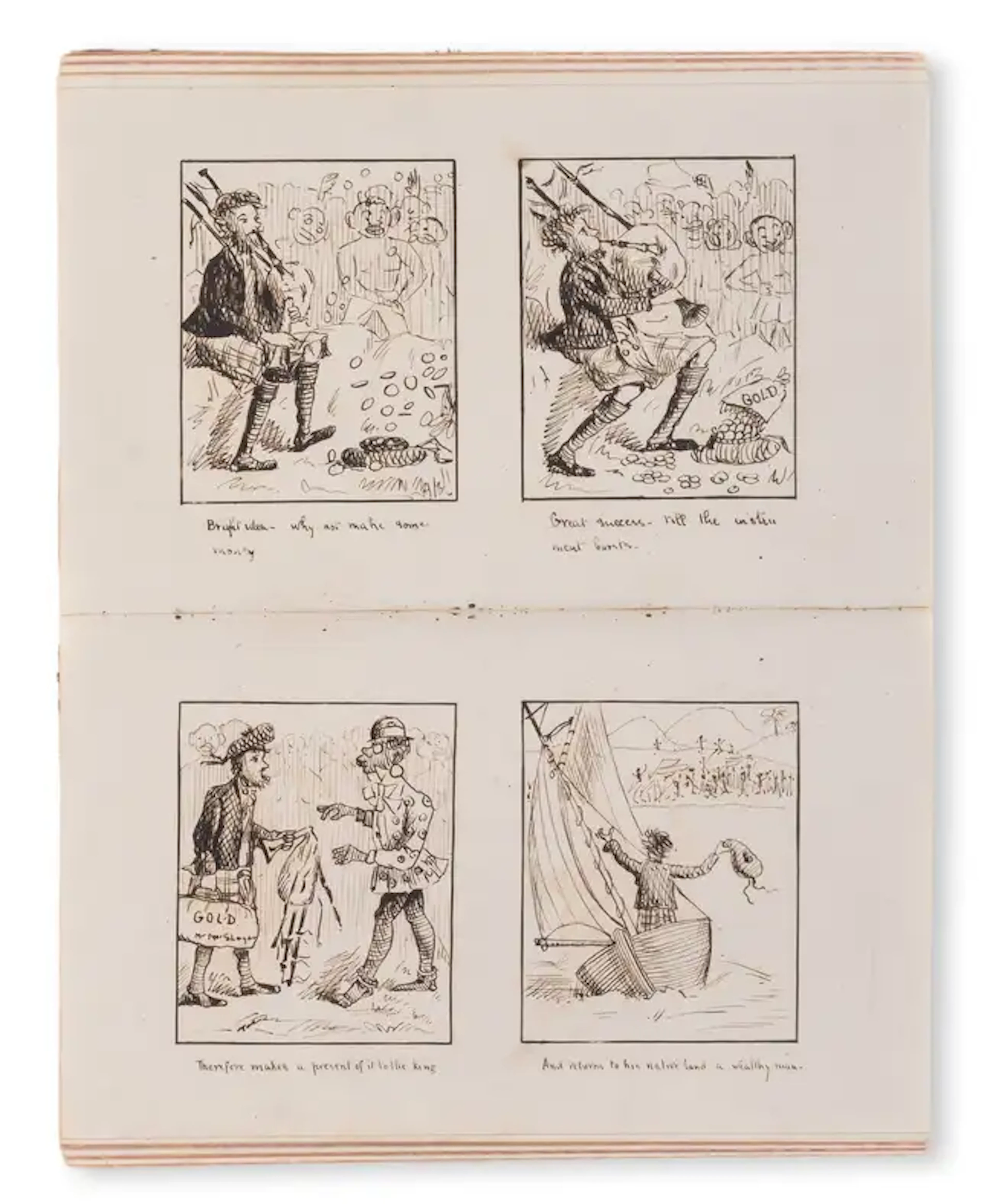 Satire.- Pen and Ink Sketches, manuscript, numerous pen and ink illustrations