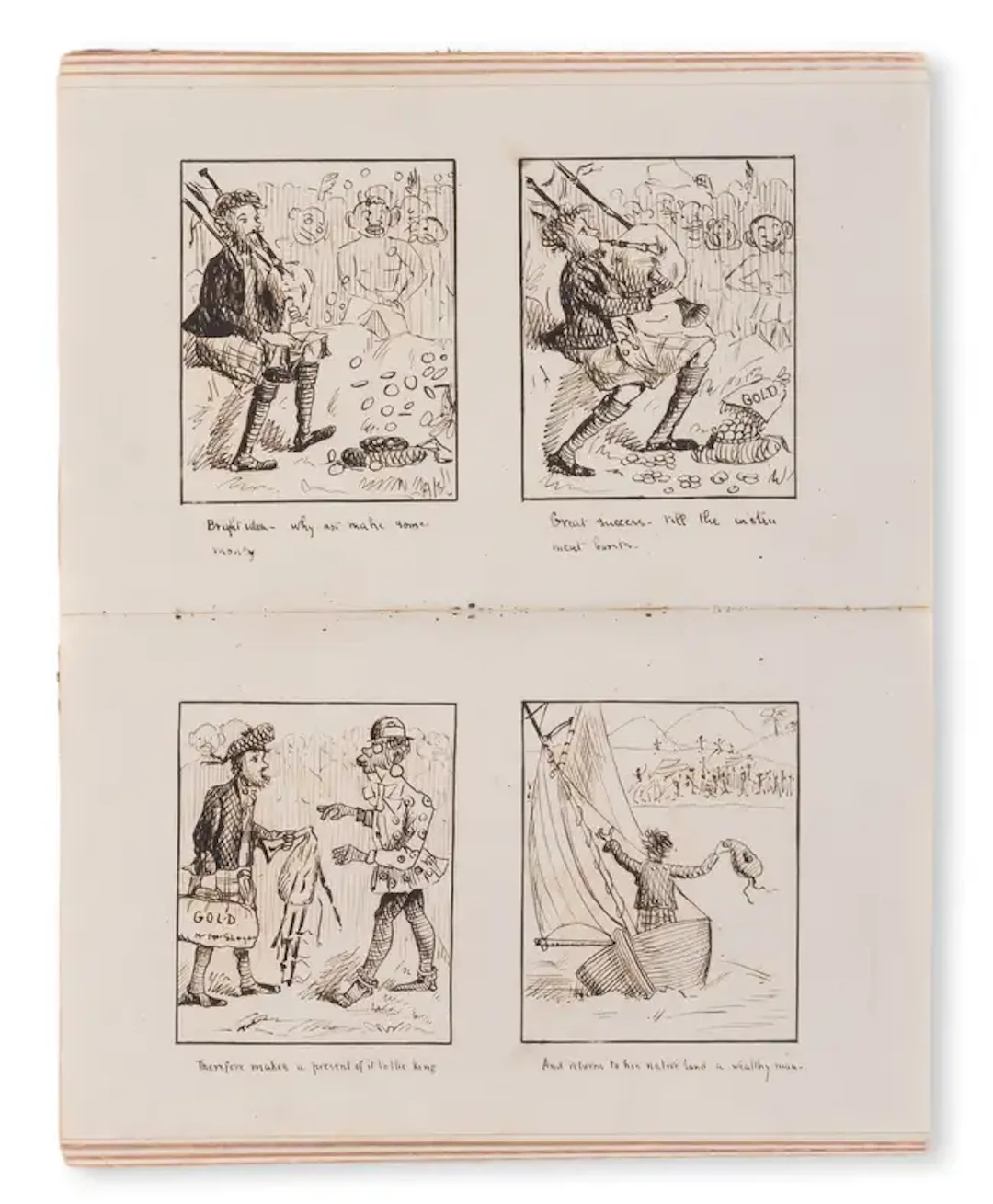 Satire.- Pen and Ink Sketches, manuscript, numerous pen and ink illustrations