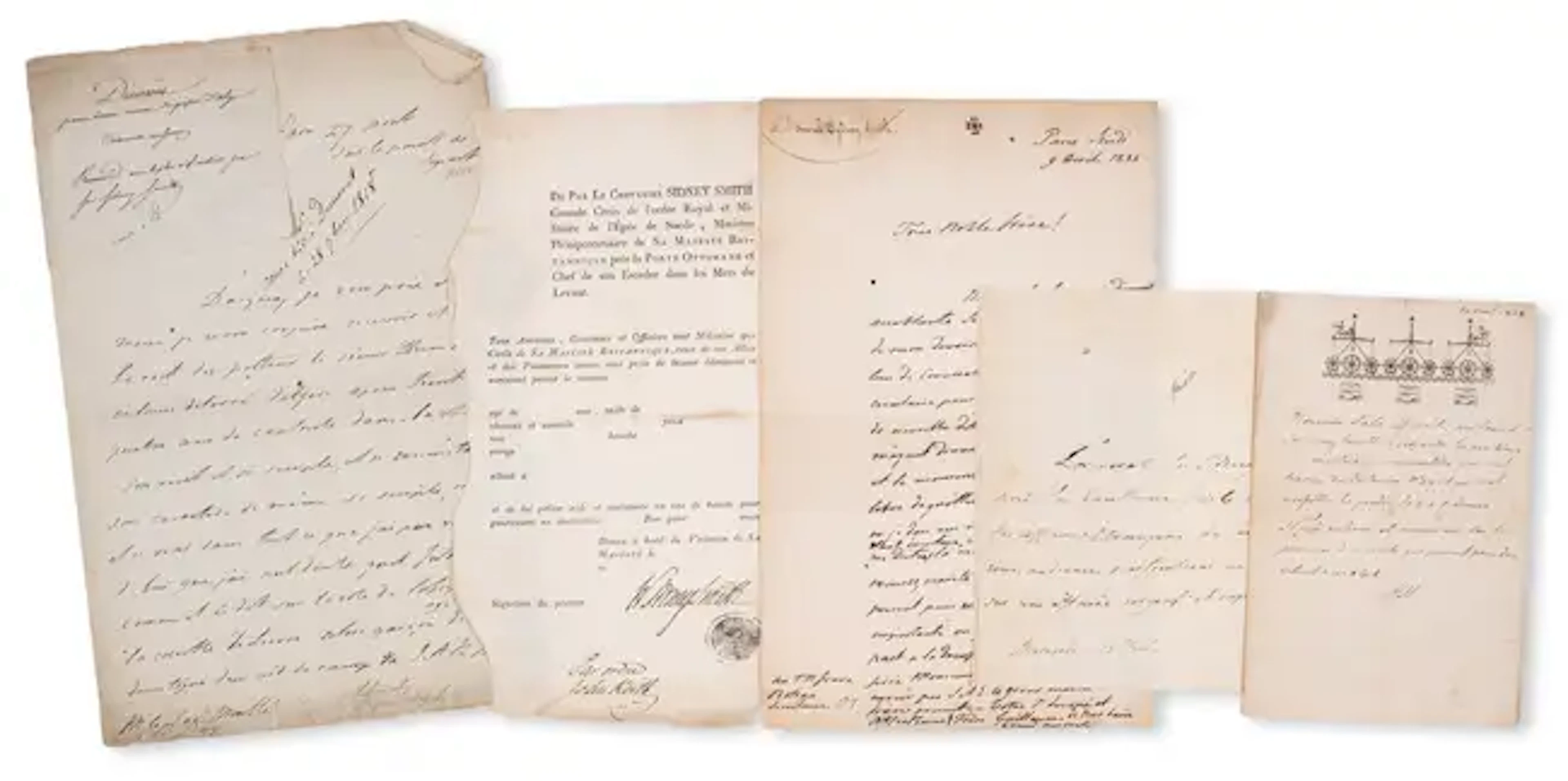 Voyages.- Smith (Admiral Sir William Sidney) 5 autograph letters and