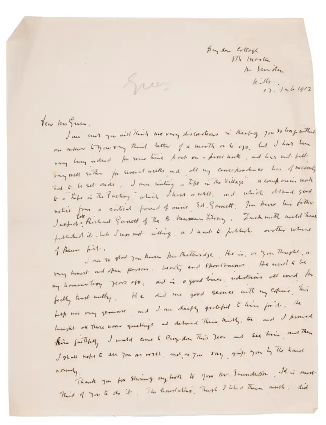 Williams (Alfred Owen, poet and writer) 21 Autograph Letters signed