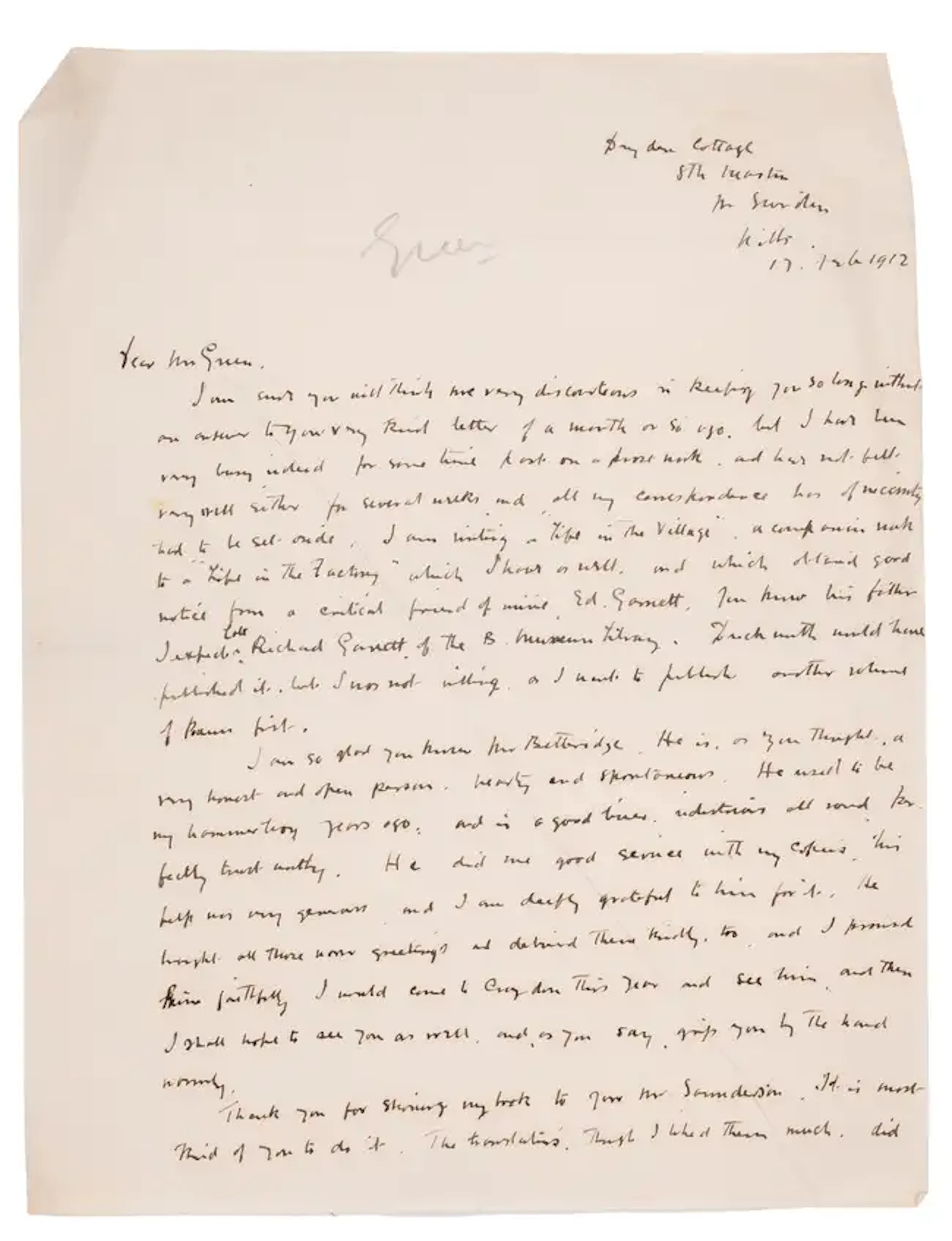 Williams (Alfred Owen, poet and writer) 21 Autograph Letters signed