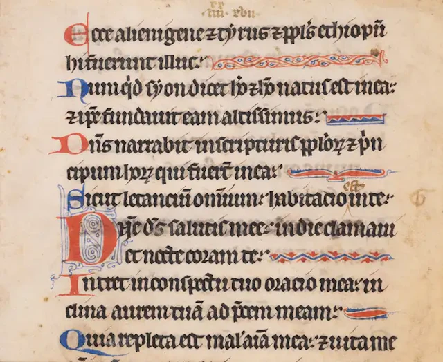 Leaf and a cutting from the ‘Rheims Psalter’, the first with a historiated