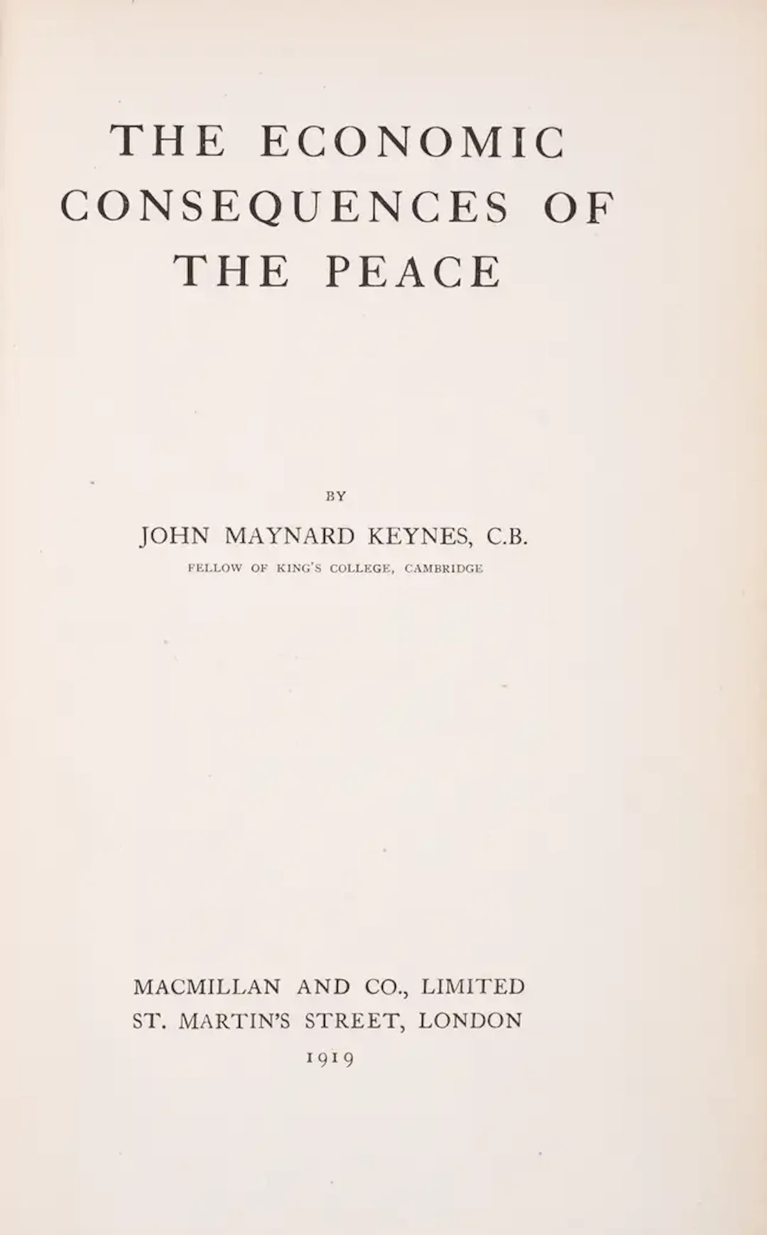 Economics.- Keynes (John Maynard) The Economic Consequences of the