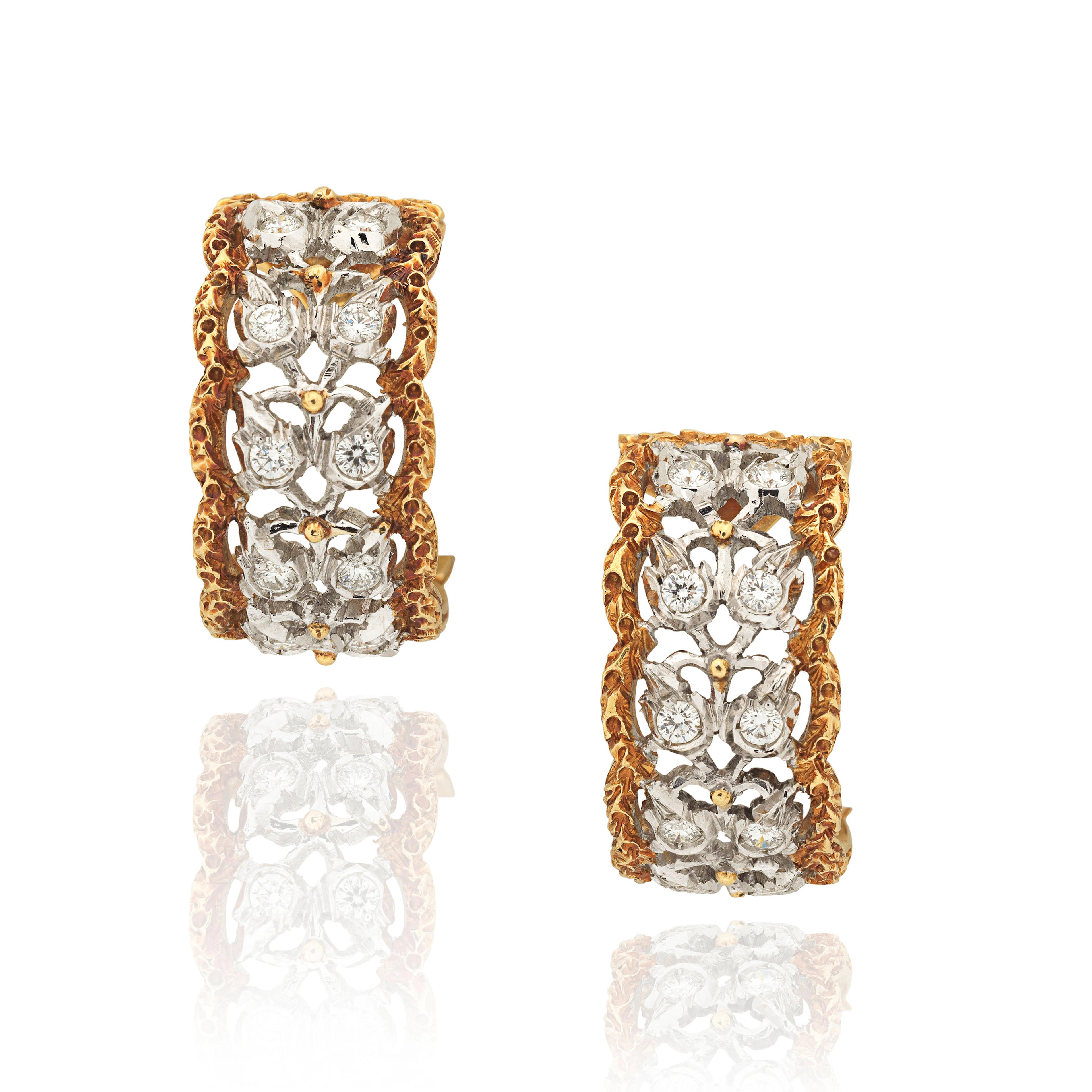 BUCCELLATI: DIAMOND-SET EAR CLIPS