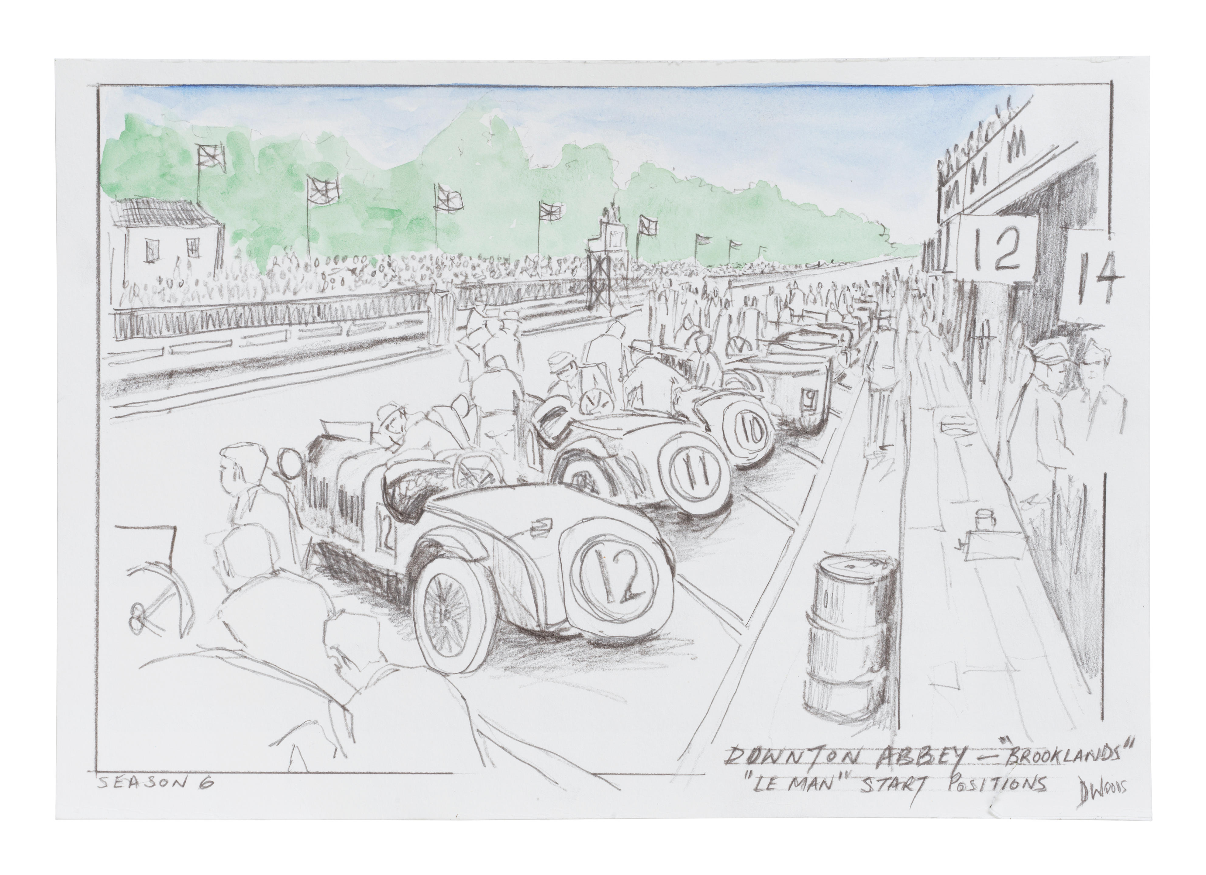 Donal Patrick Woods (born 1954) A preparatory sketch for the Brooklands