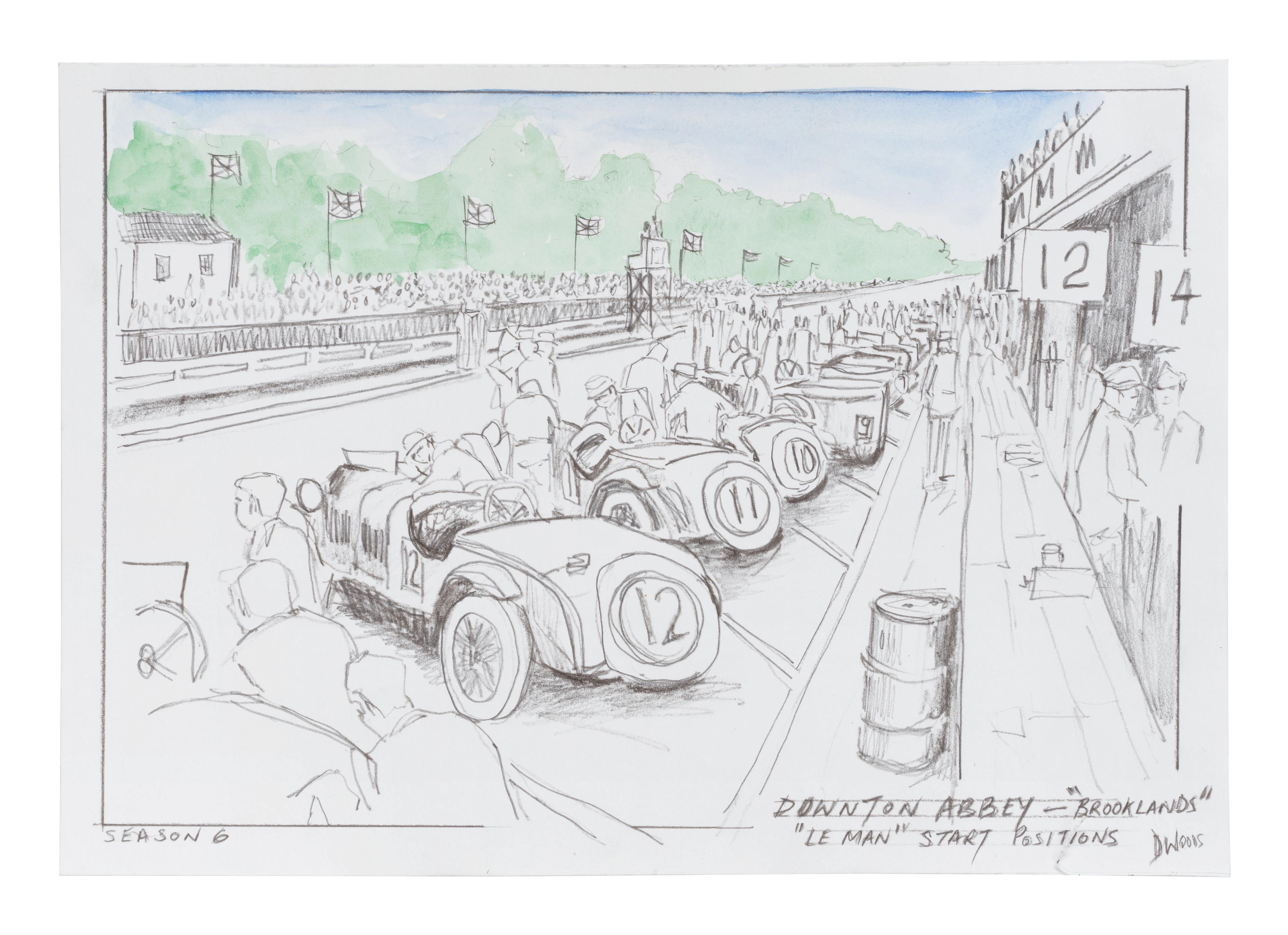 Donal Patrick Woods (born 1954) A preparatory sketch for the Brooklands