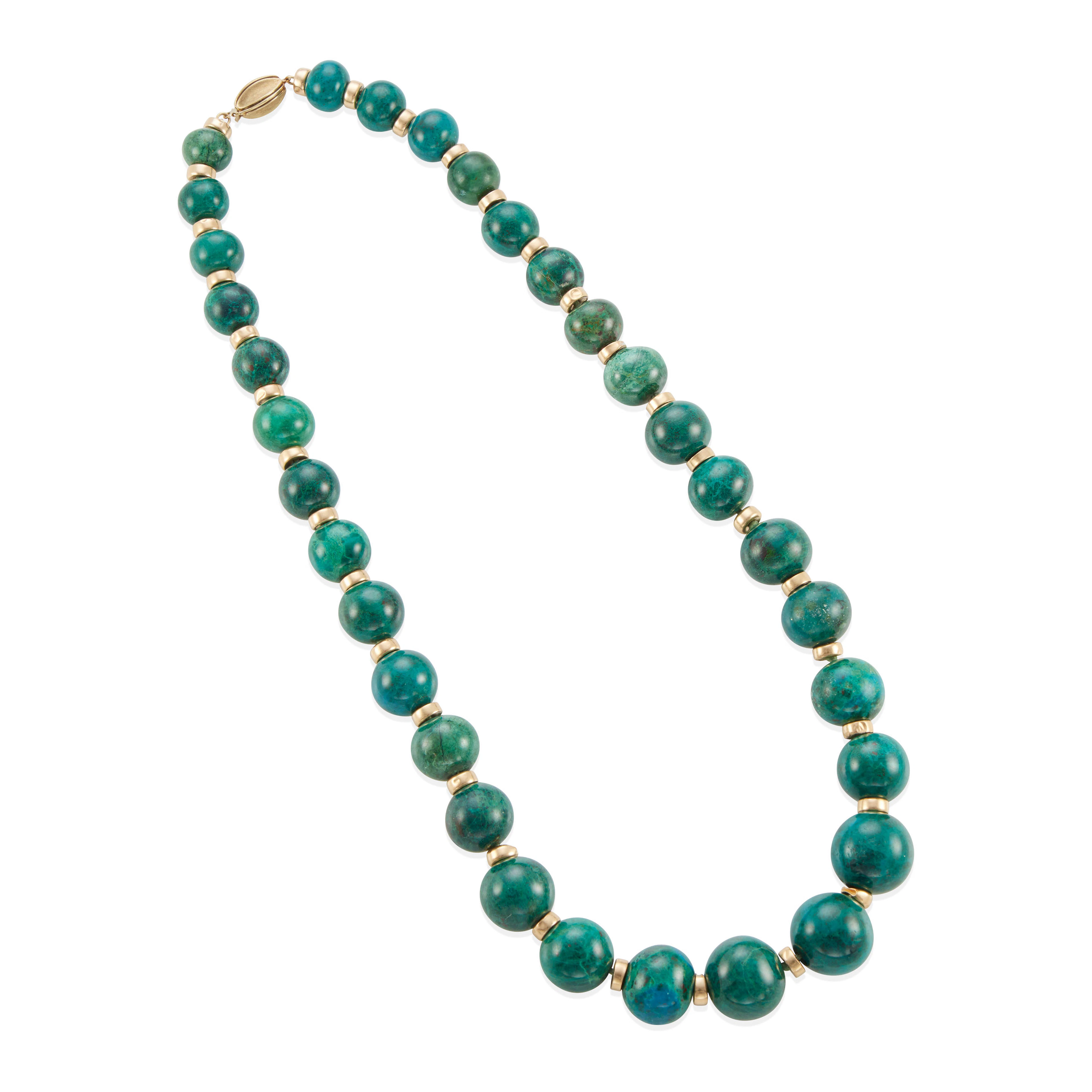 14K GOLD AND CHRYSOCOLLA BEAD NECKLACE