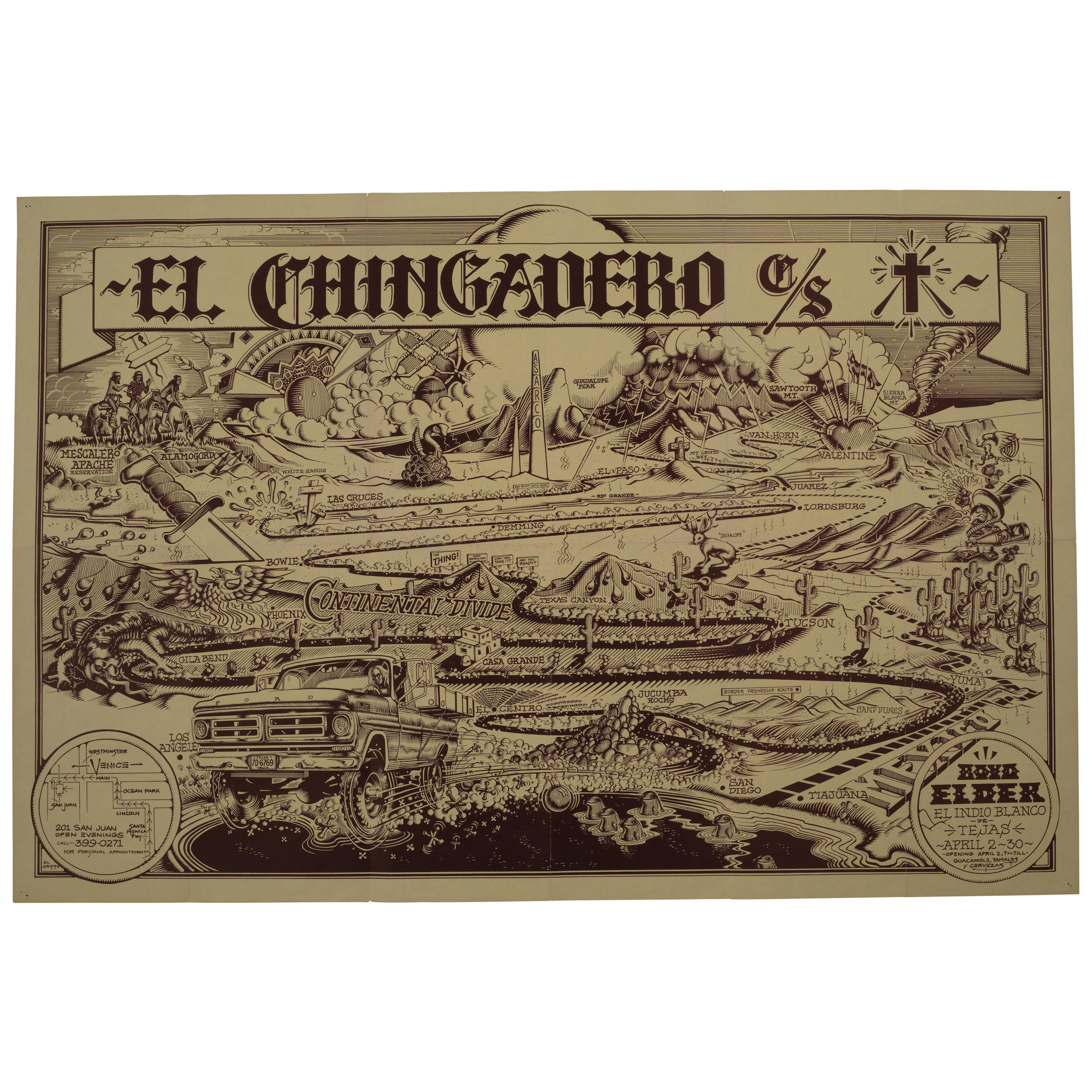 Rick Griffin (American, 1944-1991): The El Chingadero Art Show Poster, 1971