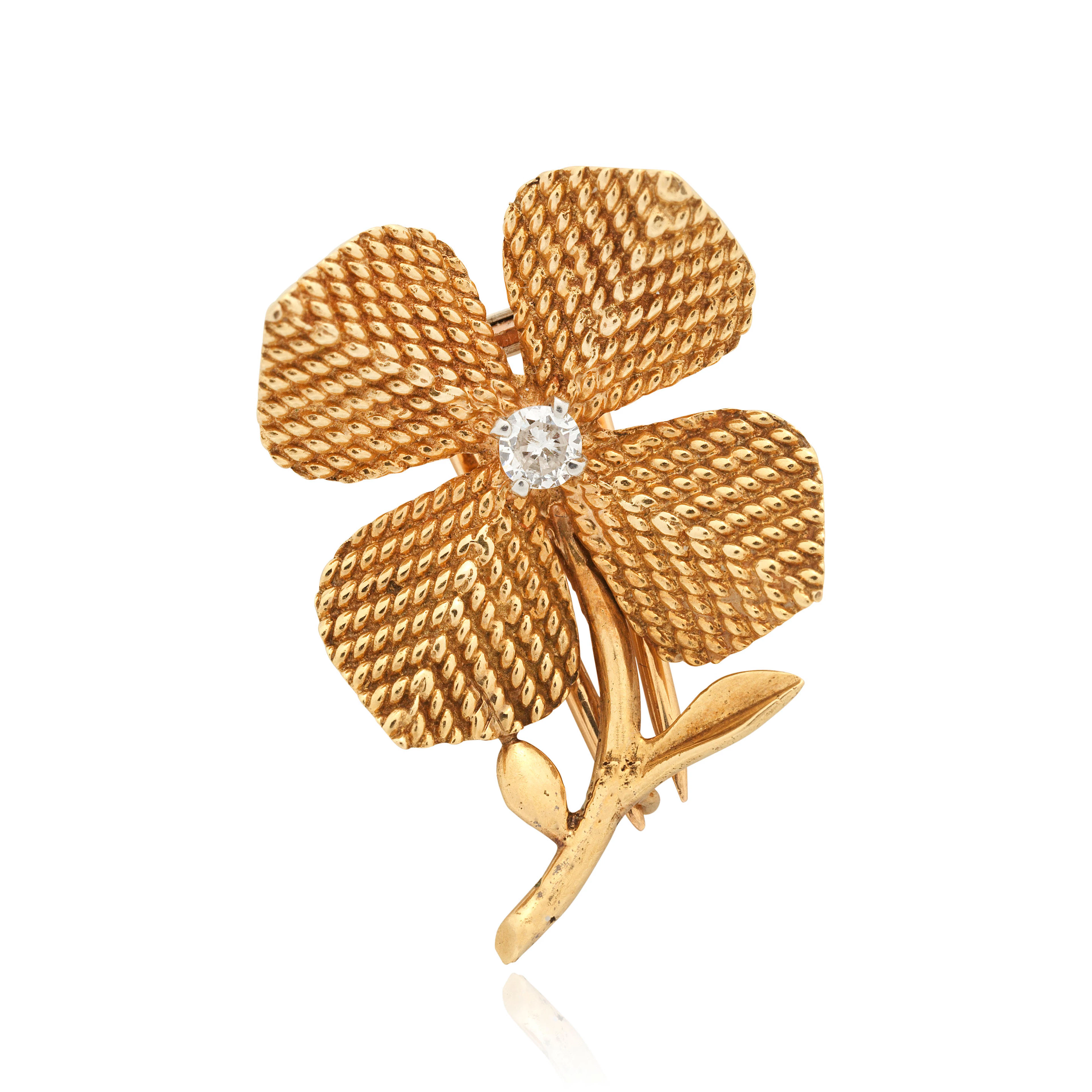 STERLÉ: DIAMOND-SET CLOVER BROOCH