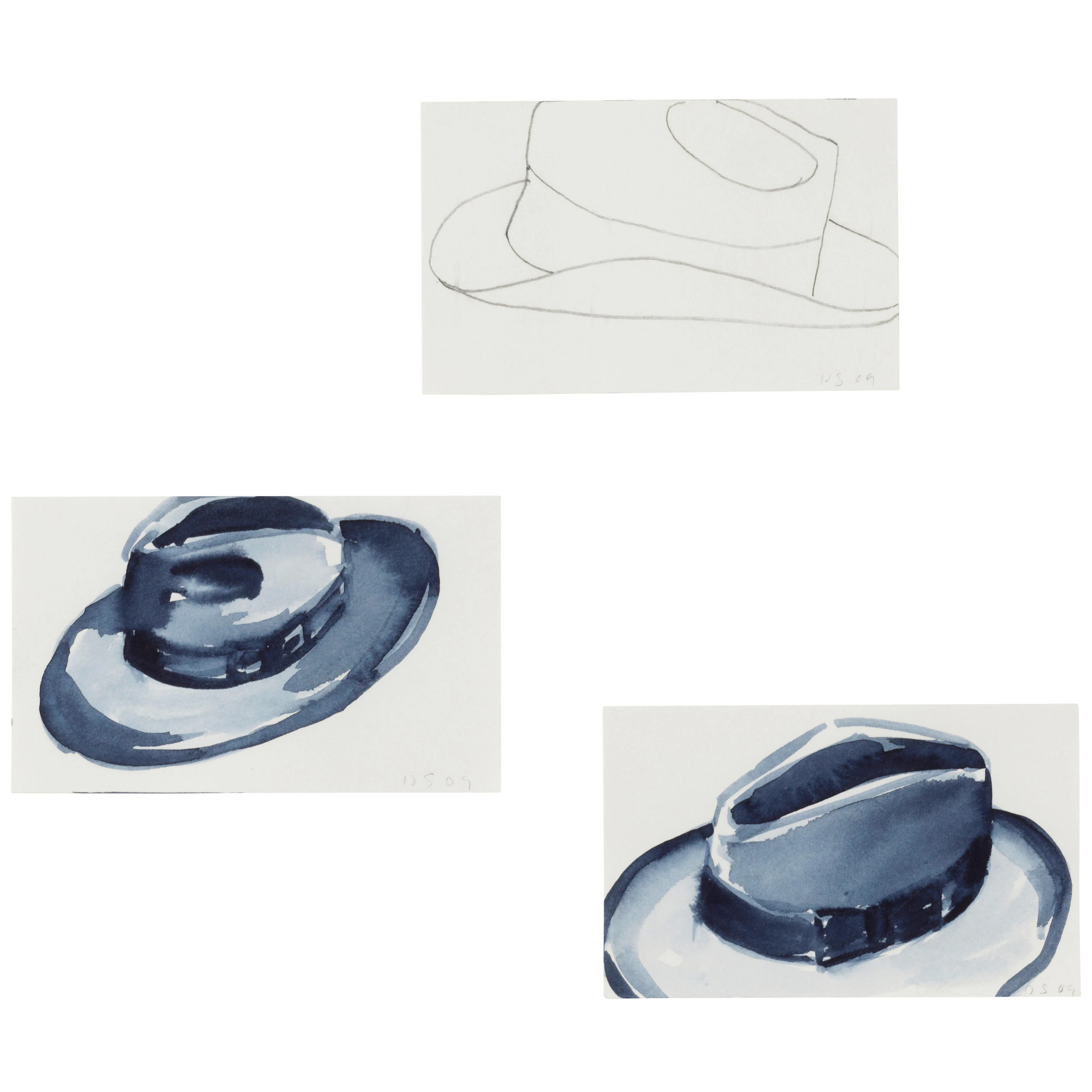 DAVID SALLE (B. 1952) Untitled (Hats) 3 x 5 in (7.5 x 12.5 cm) (each