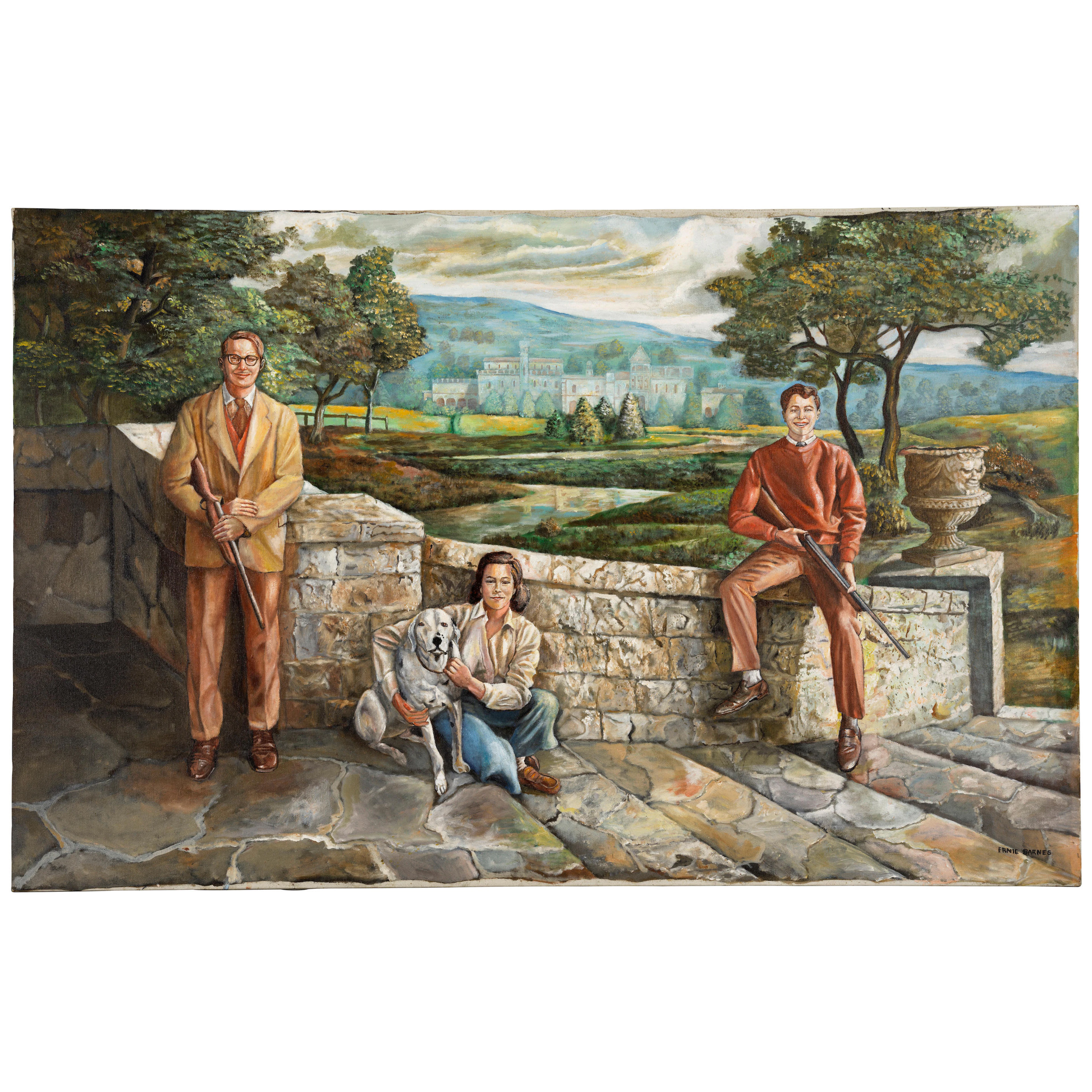 Ernie Barnes (1938-2009) Portrait of the Frankovich Children 32 1/8