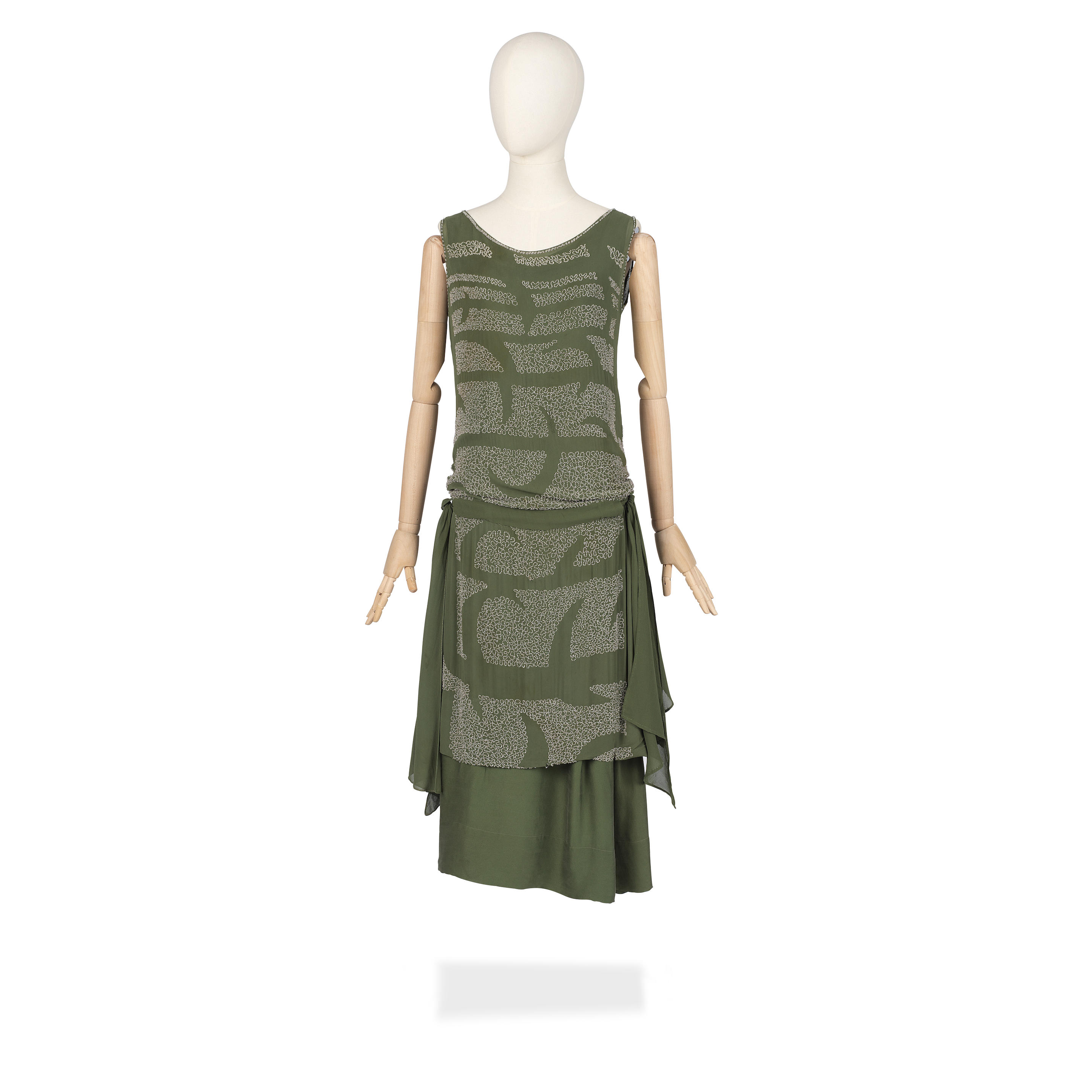 Laura Carmichael (as Lady Edith): Olive-green beaded evening dress