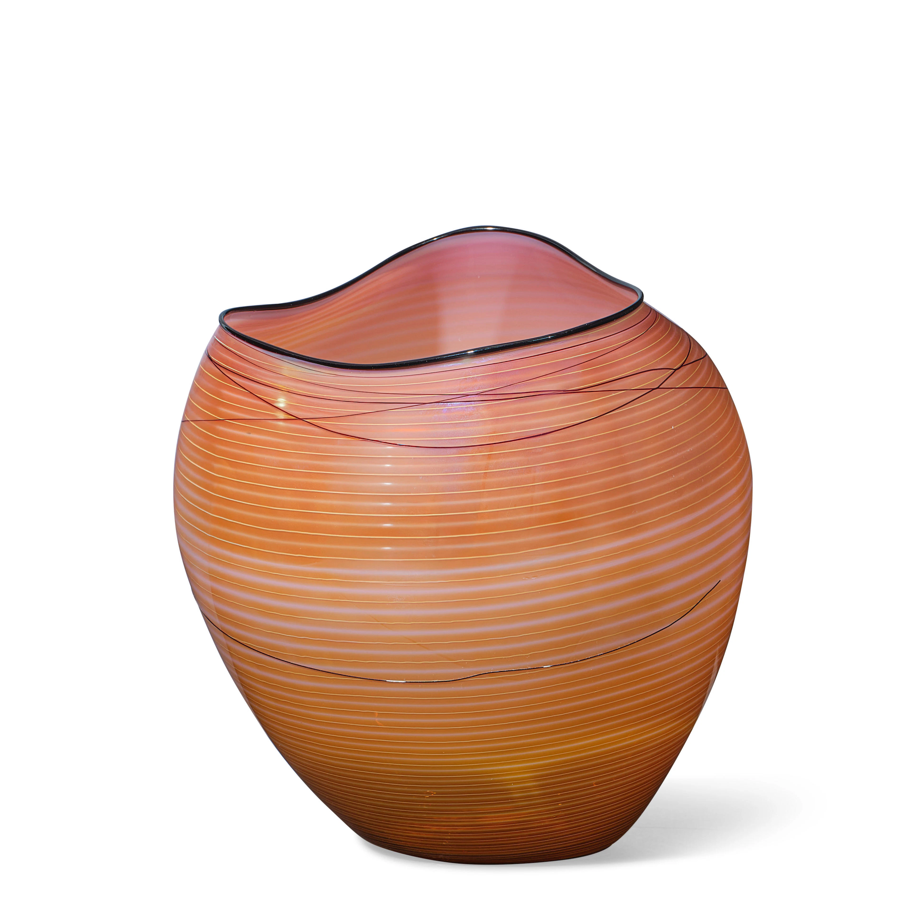 DALE CHIHULY (BORN 1941) Coral Basket with Black Lip Wrap1998for Portland
