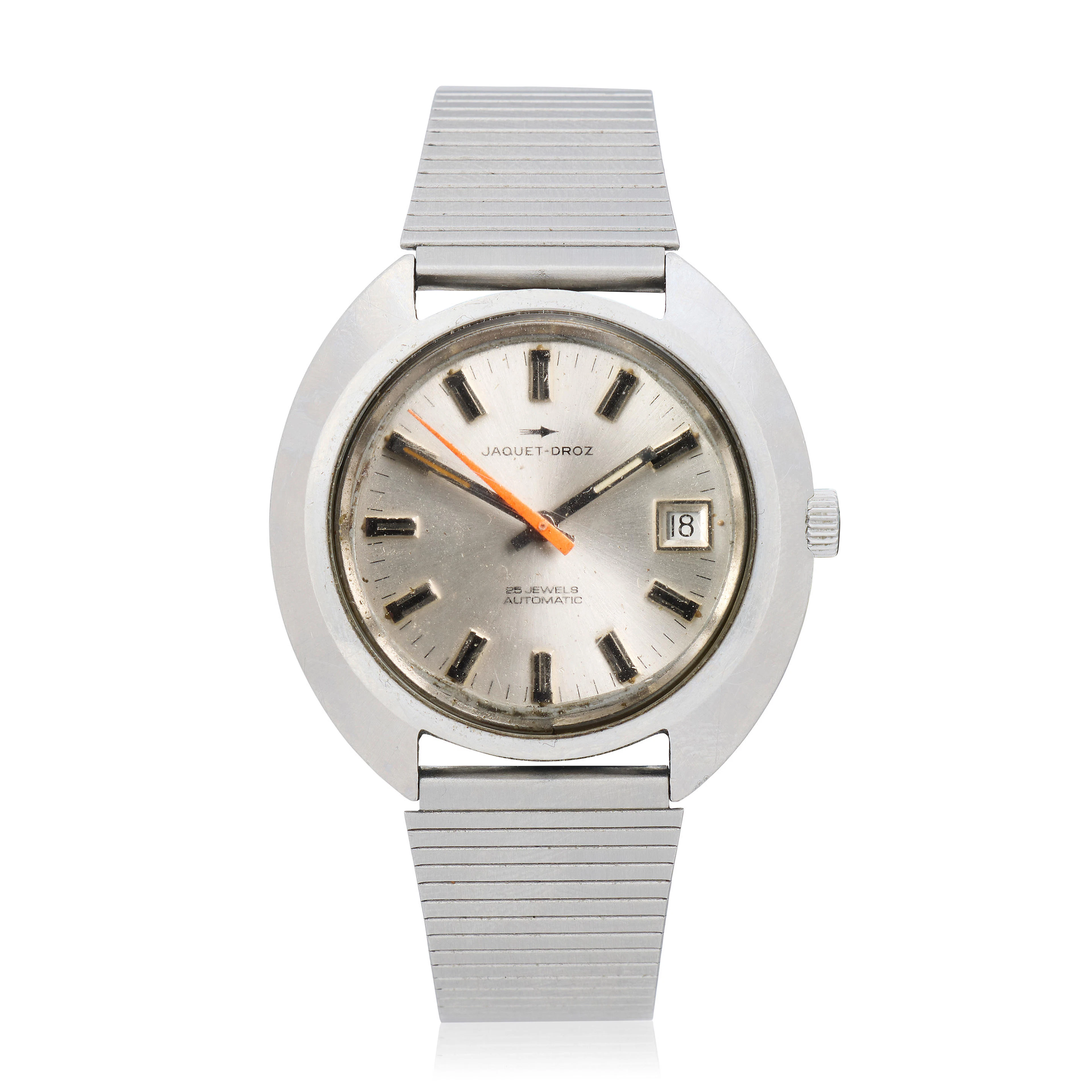 Jaquet-Droz. A stainless steel automatic calendar bracelet watch Circa 1975