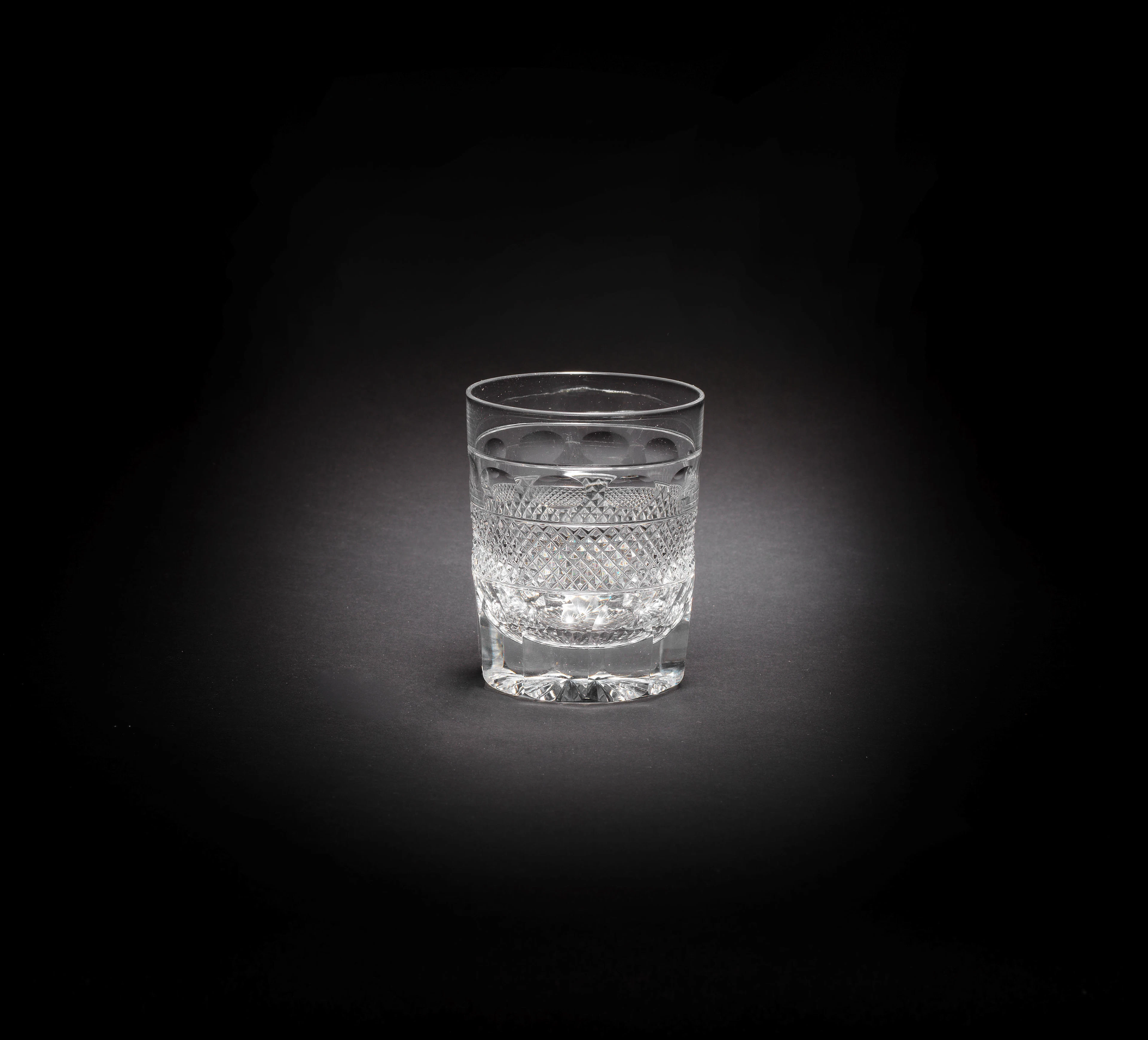 Eight cut-glass whiskey tumblers Made by Cumbria Crystal in the Grasmere