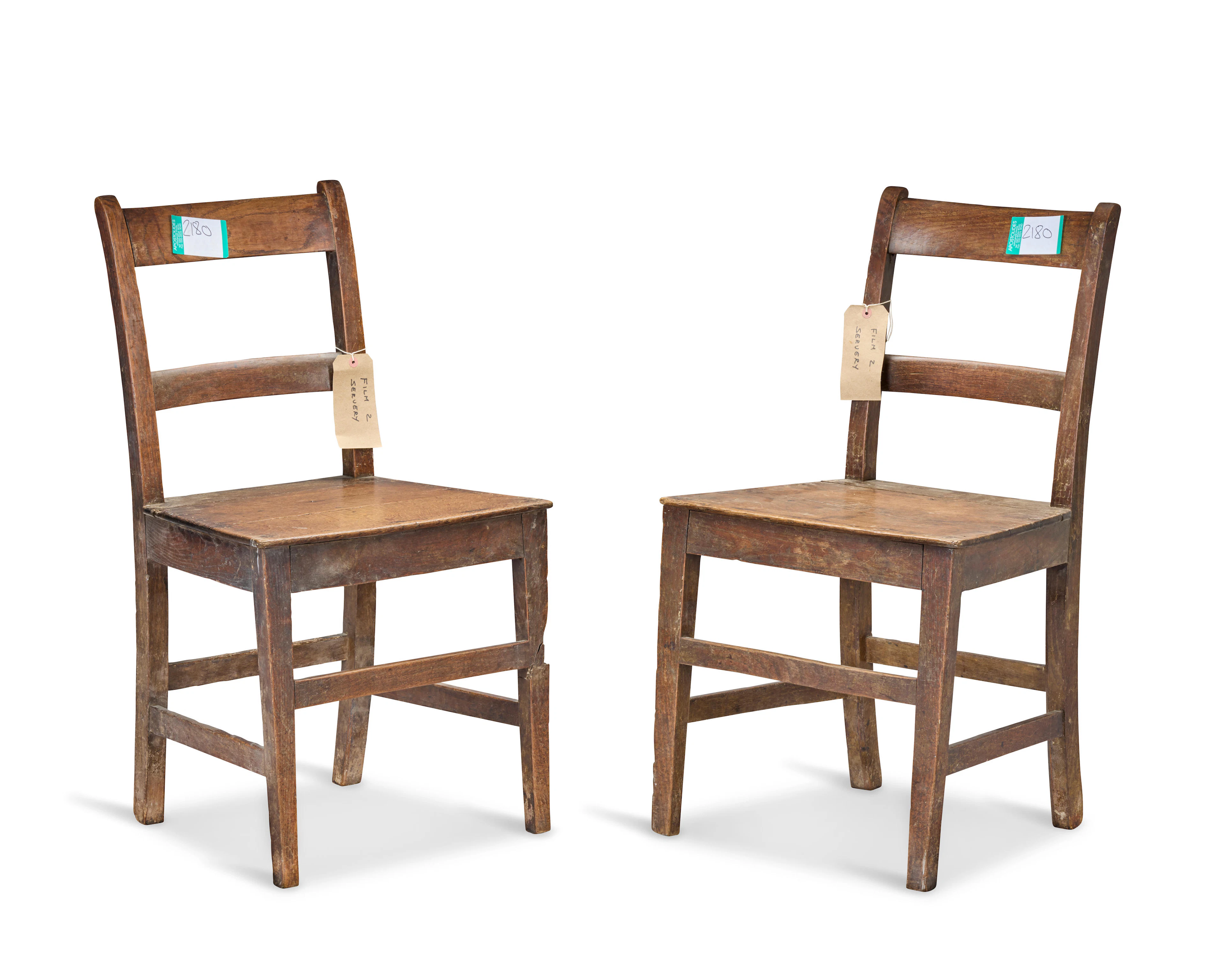 A pair of George IV oak and elm kitchen chairsEarly 19th century (3)