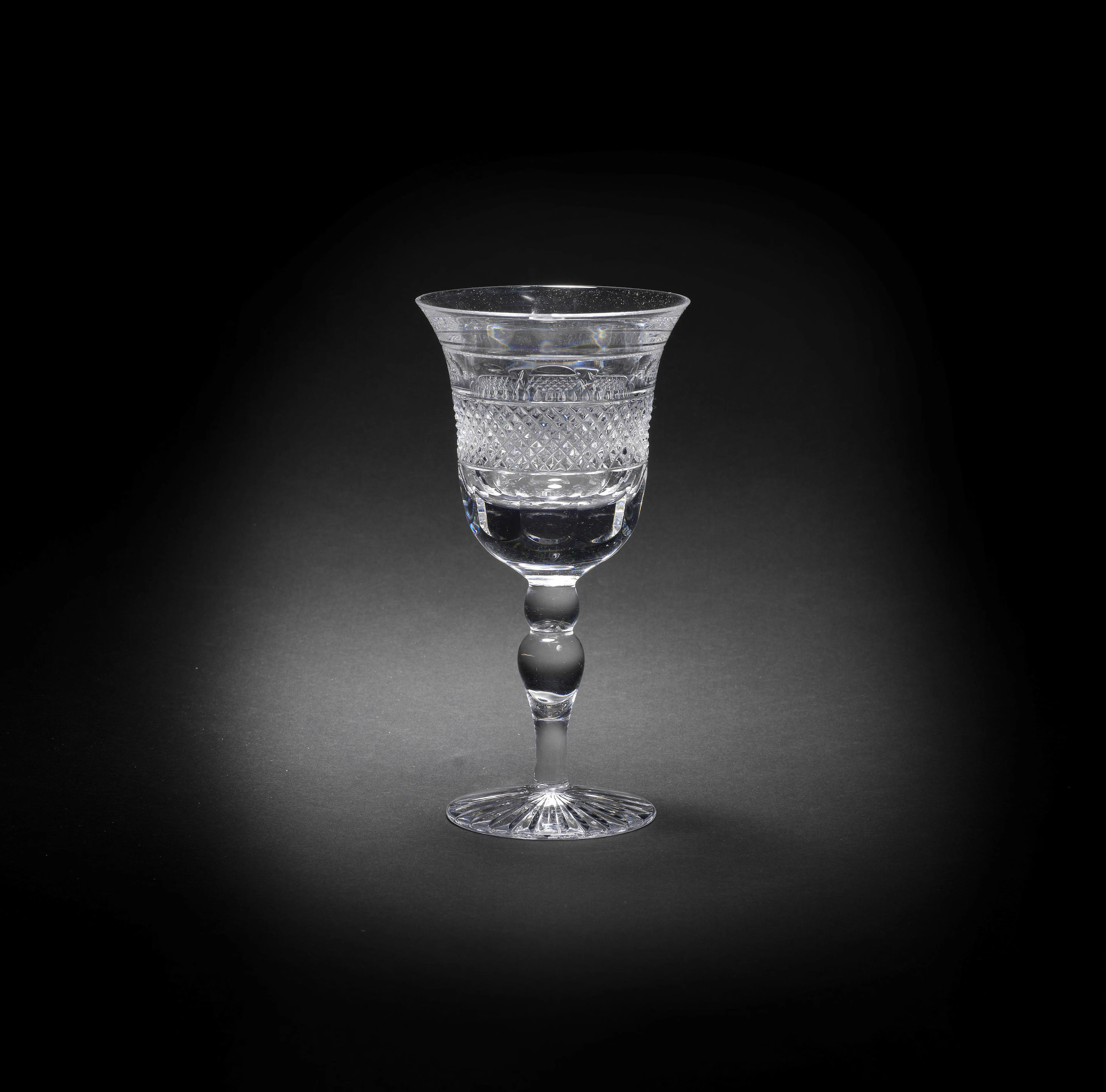 Nineteen cut-glass red wine glasses Made by Cumbria Crystal in the