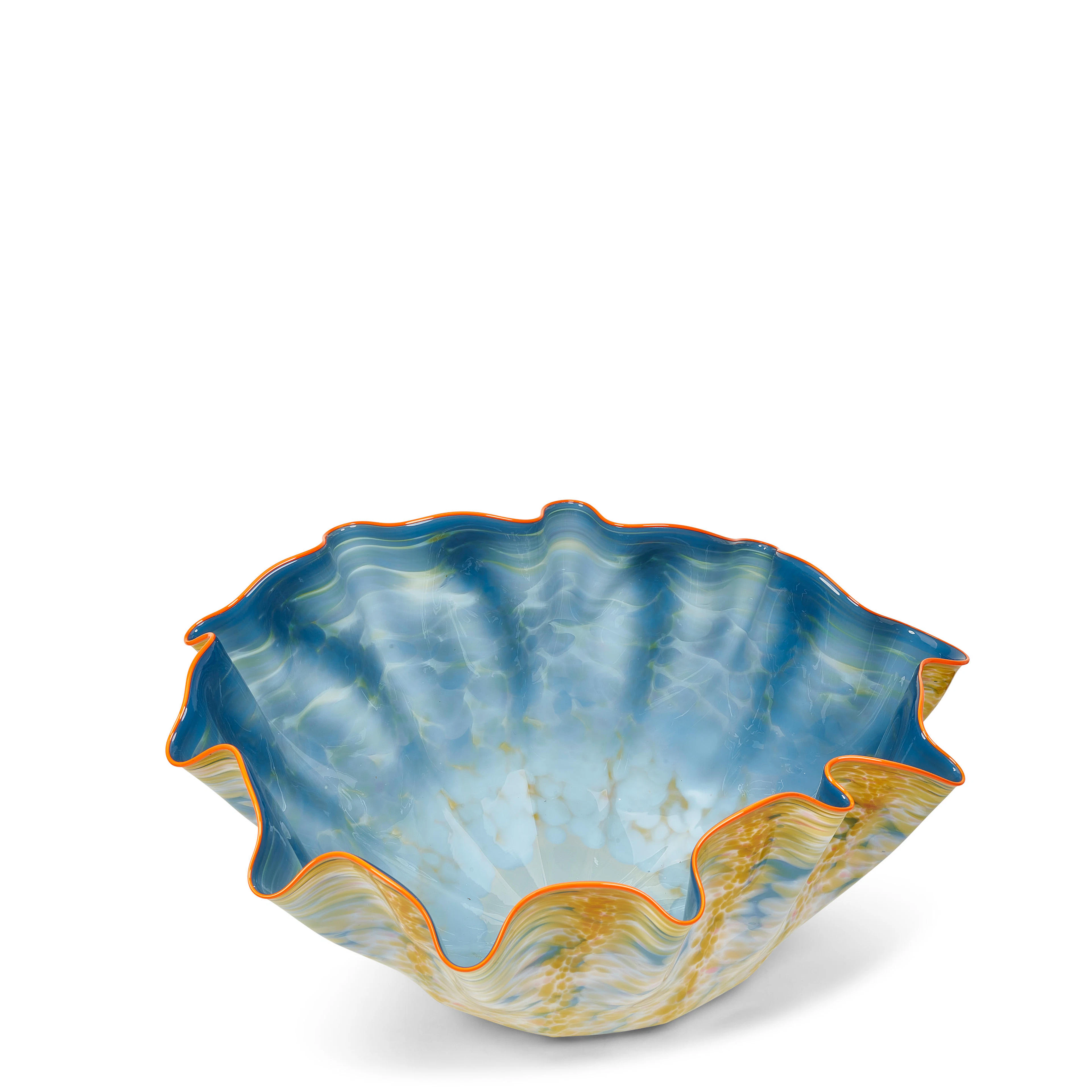 DALE CHIHULY (AMERICAN, BORN 1941): BLUE MACCHIA WITH ORANGE LIP WRAP1984