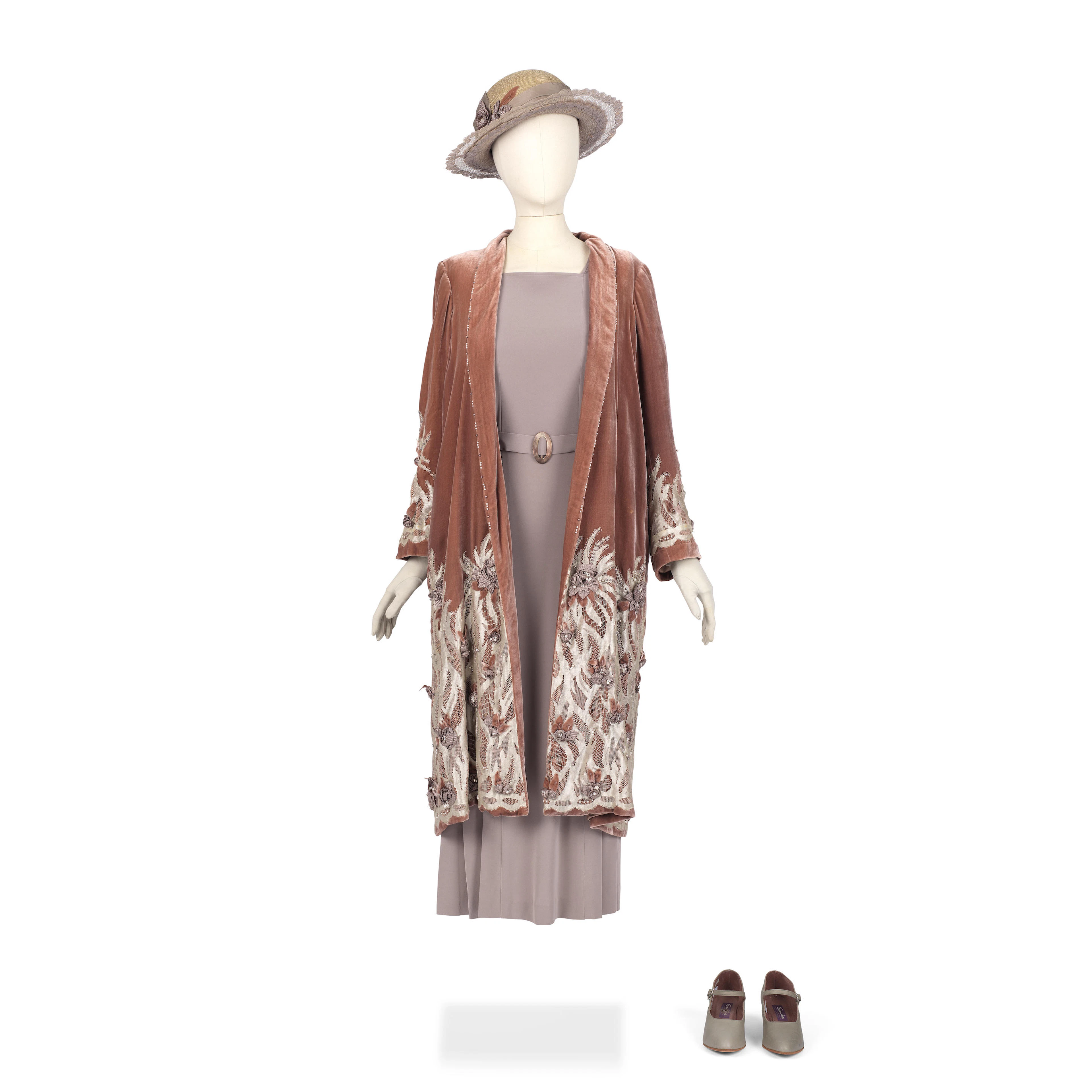 Phyllis Logan (as Mrs Hughes): Velvet wedding coat and dress, worn