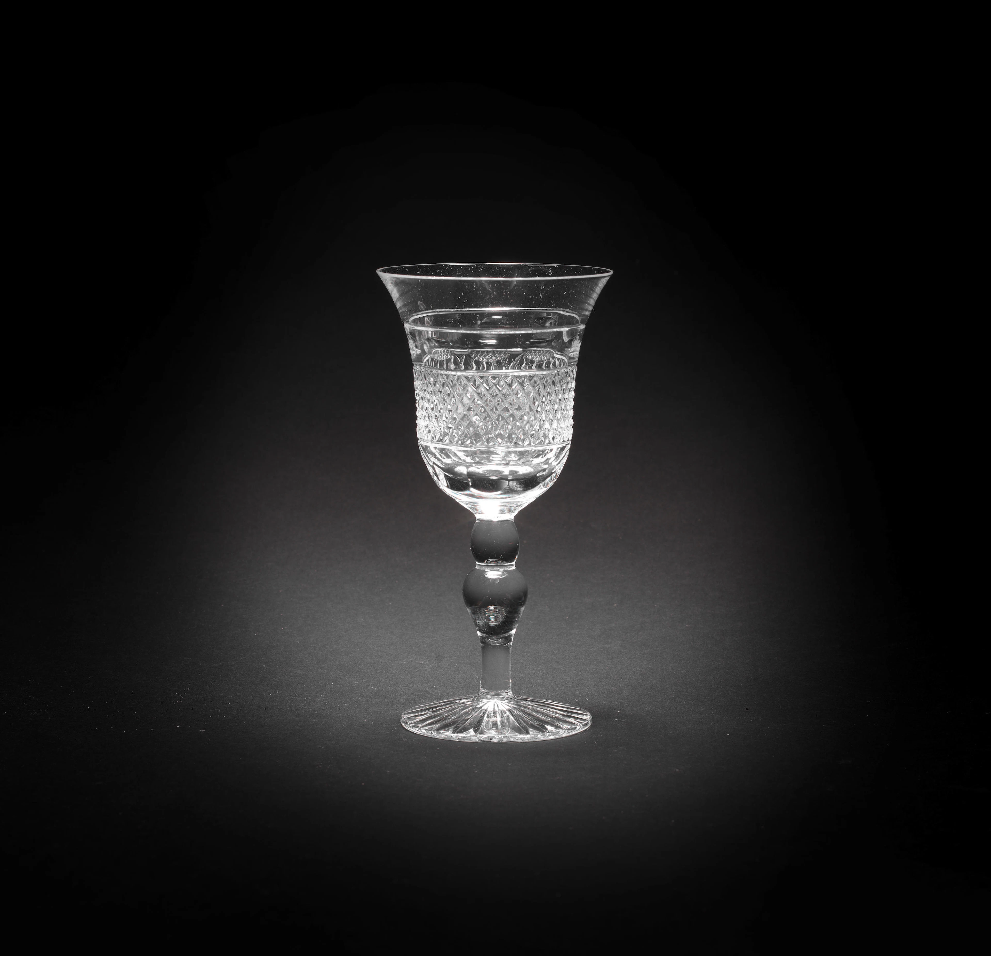 Twenty-five cut-glass dessert / port glasses Made by Cumbria Crystal