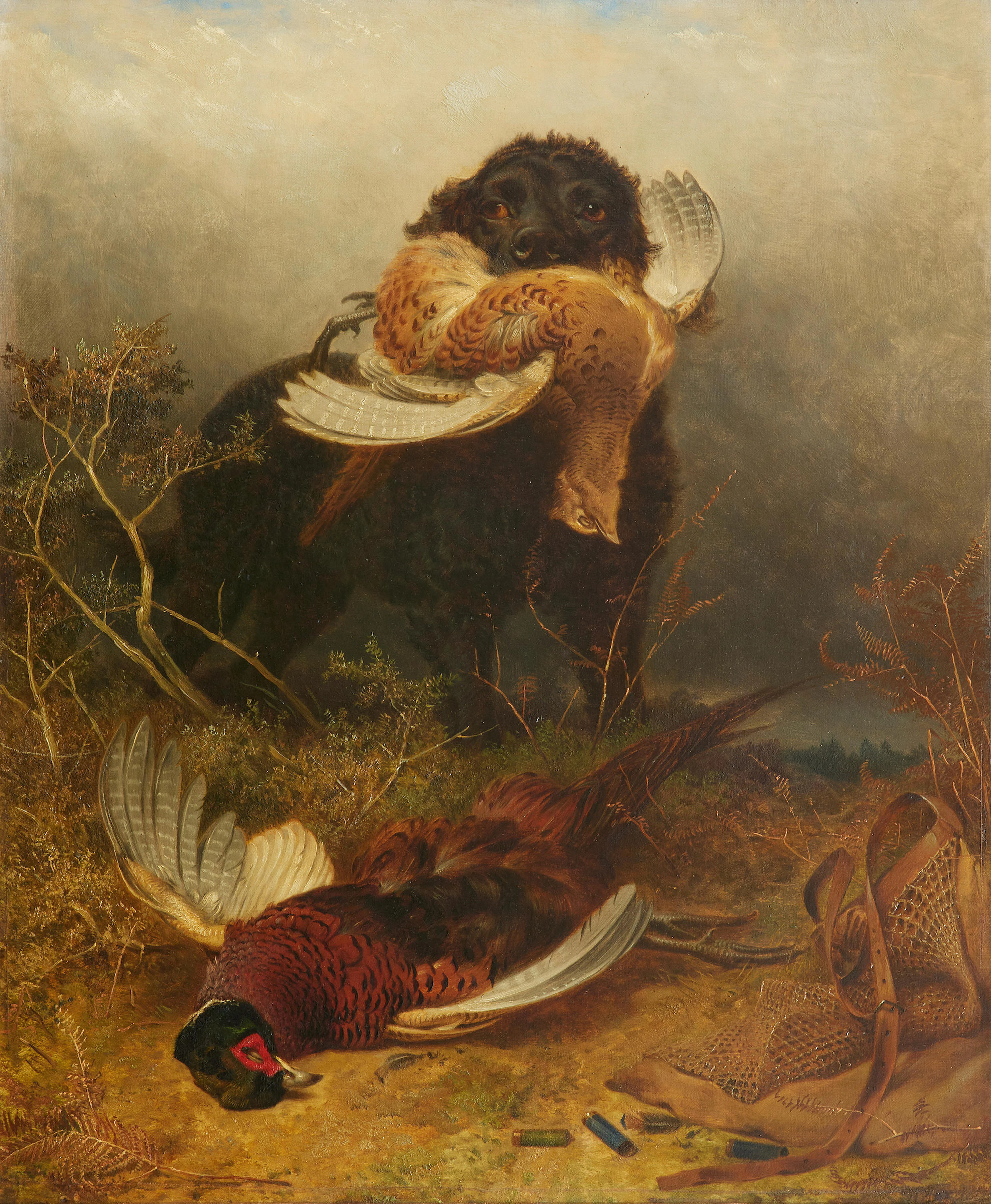 Richard Ansdell RA (British, 1815-1885) A Spaniel with the day's pheasants