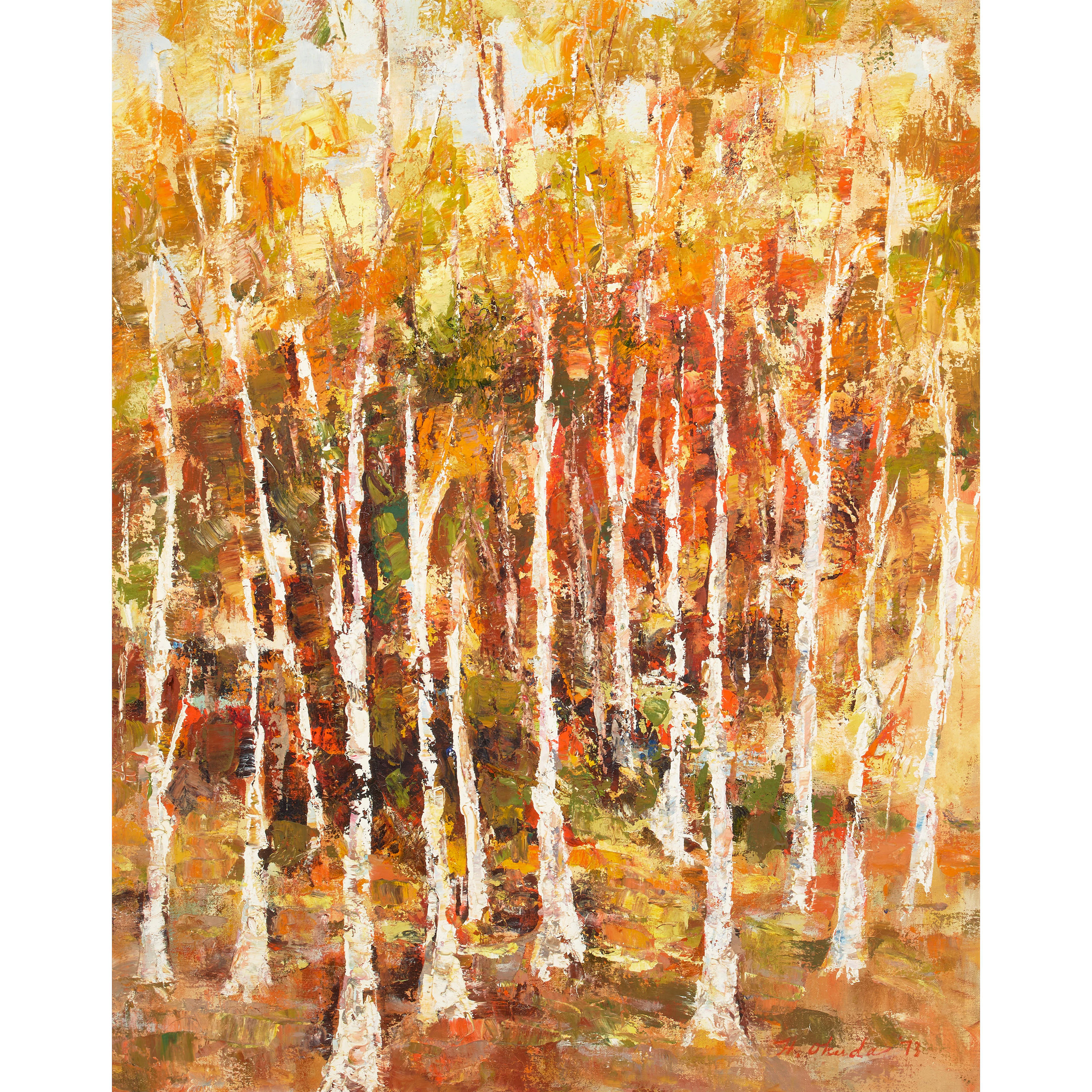 Hajime Okuda (1906-1992) Autumn Forest 30 x 24 in. (76.2 x 61 cm)