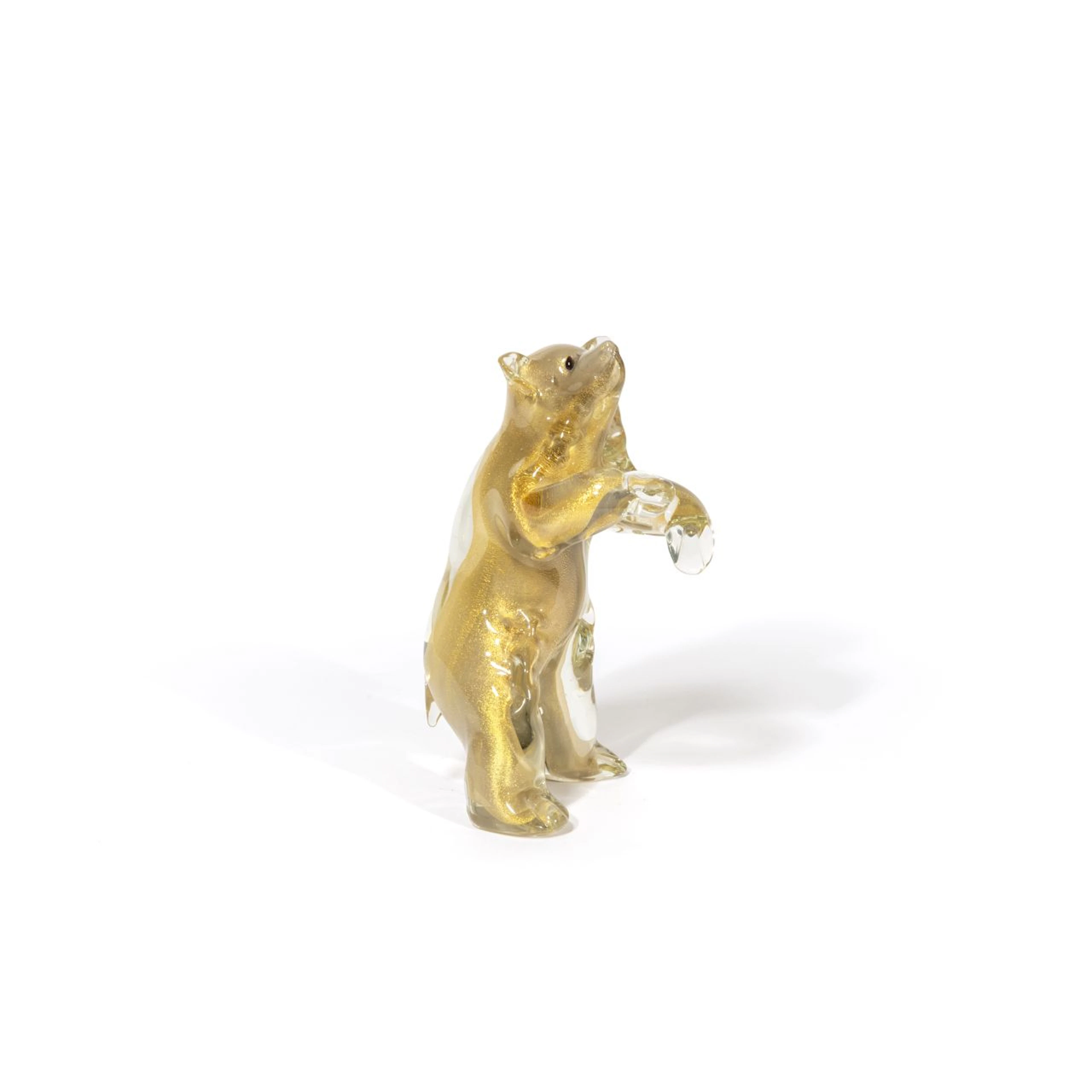 ALFREDO BARBINI, 1940 ca. Una figura di orso in vetro sommerso rivestito