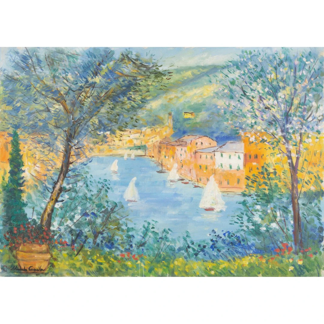 MICHELE CASCELLA (1892-1989) Portofino olio su tela cm 50x70 firmato
