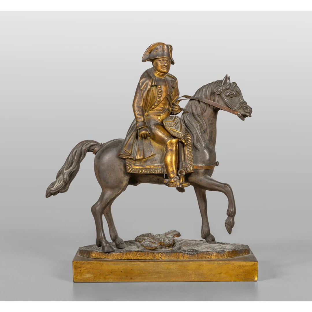 Napoleone a cavallo, scultura in bronzo dorato, Francia sec.XIX cm. 20x9 h. 23