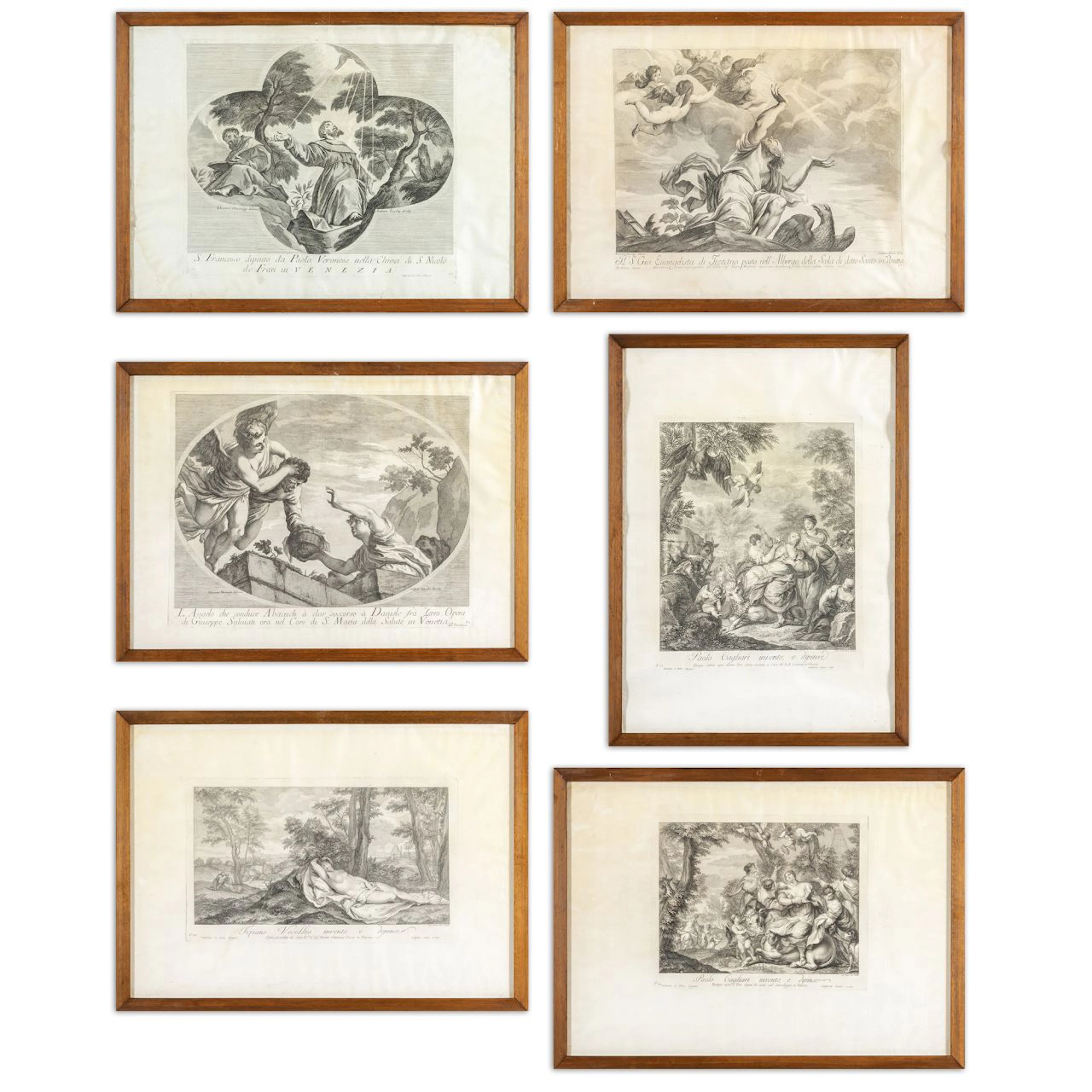 Sei stampe, Venezia sec.XVIII cm. 64x46