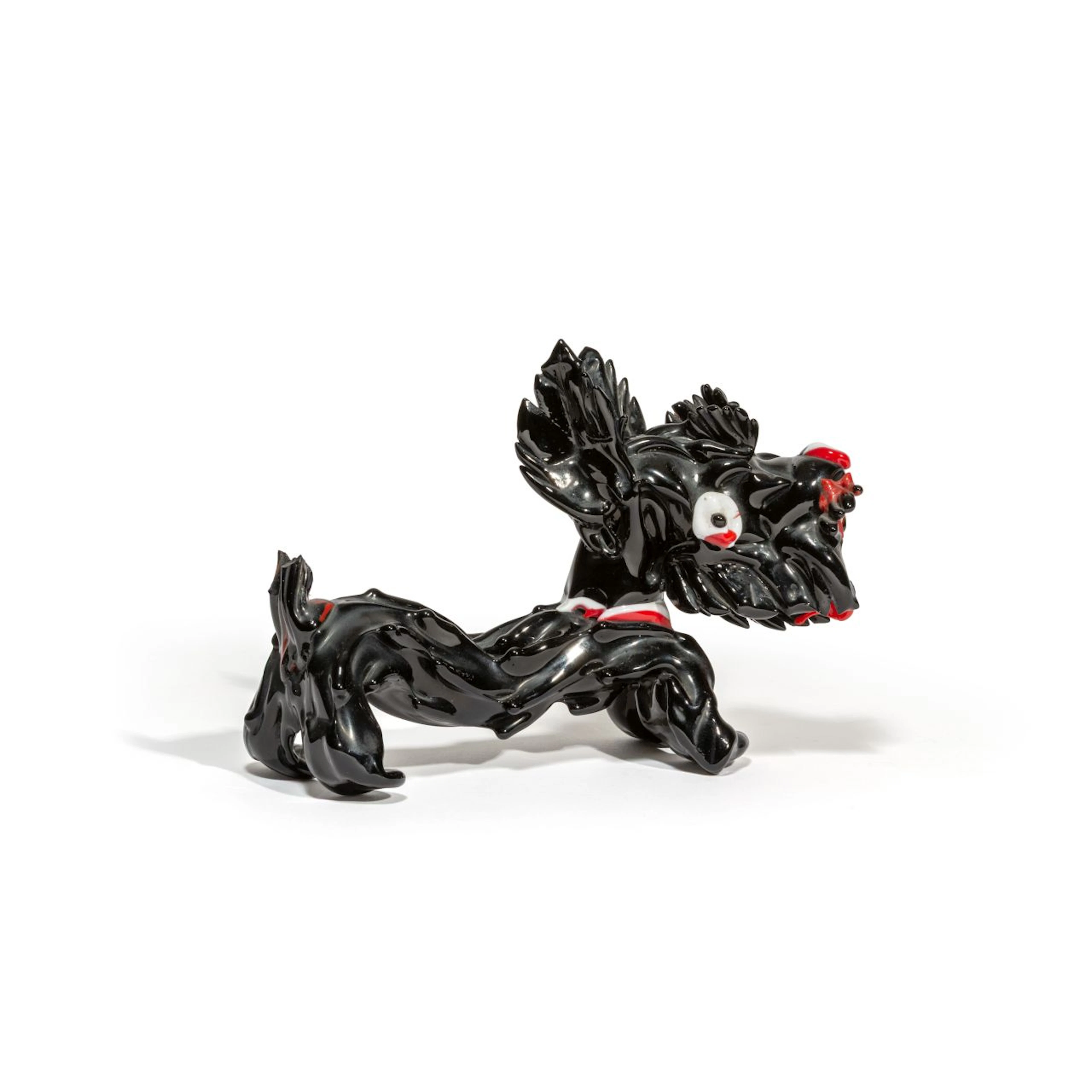 MURANO, 1935 ca. Una figura di schnauzer in pasta vitrea nera. Lieve