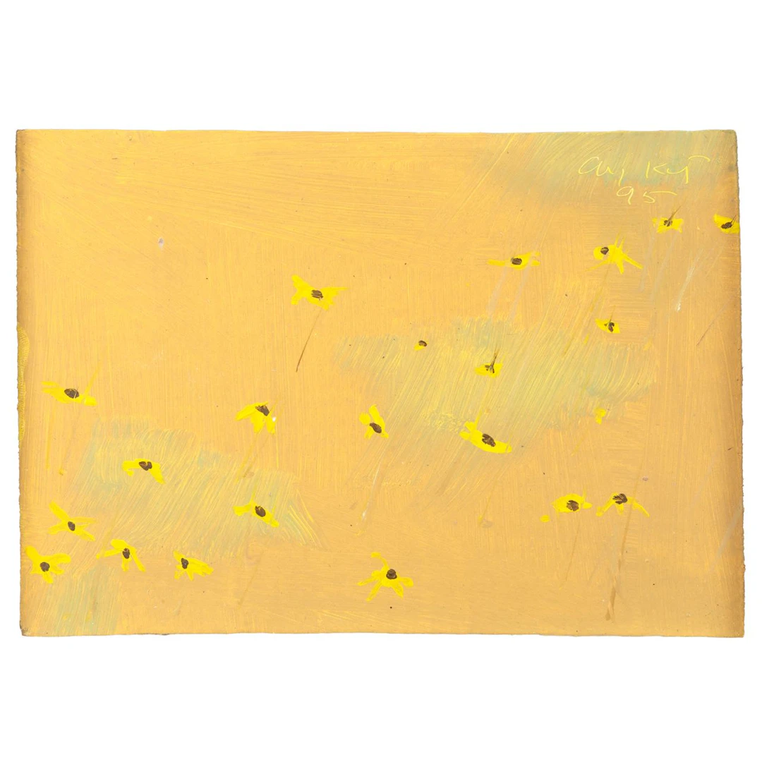 ALEX KATZ (1927-) Hayfield 1995 olio su tavola cm 15,5x22,5 firmato