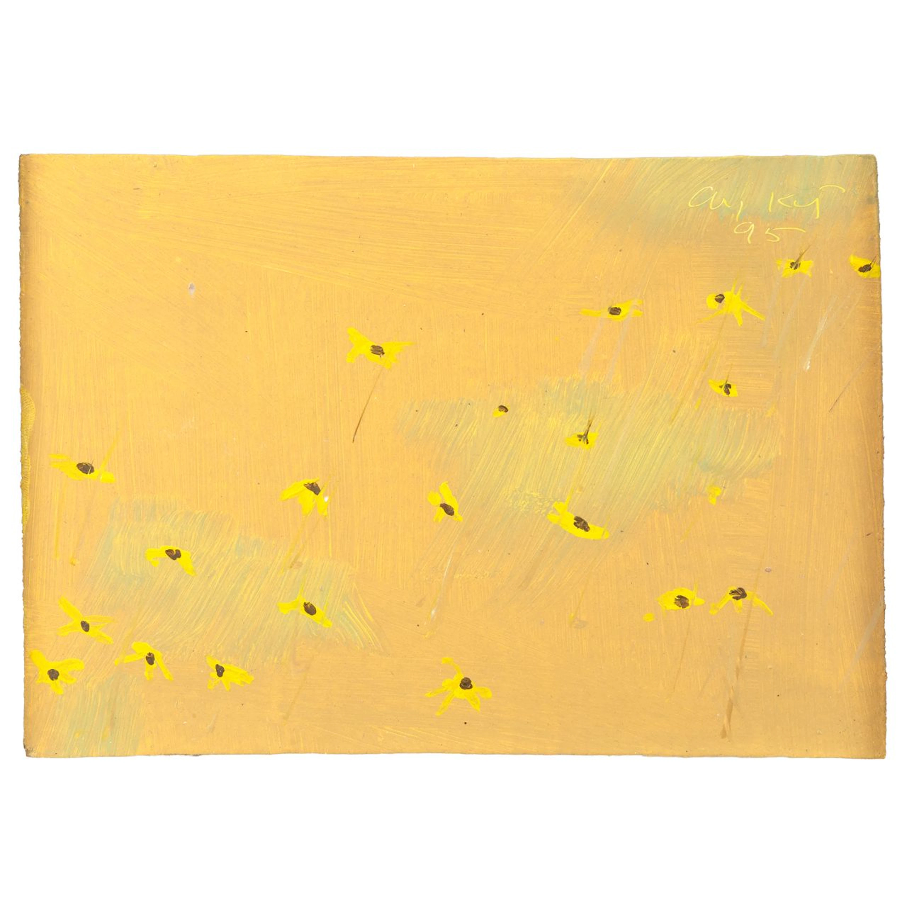 ALEX KATZ (1927-) Hayfield 1995 olio su tavola cm 15,5x22,5 firmato