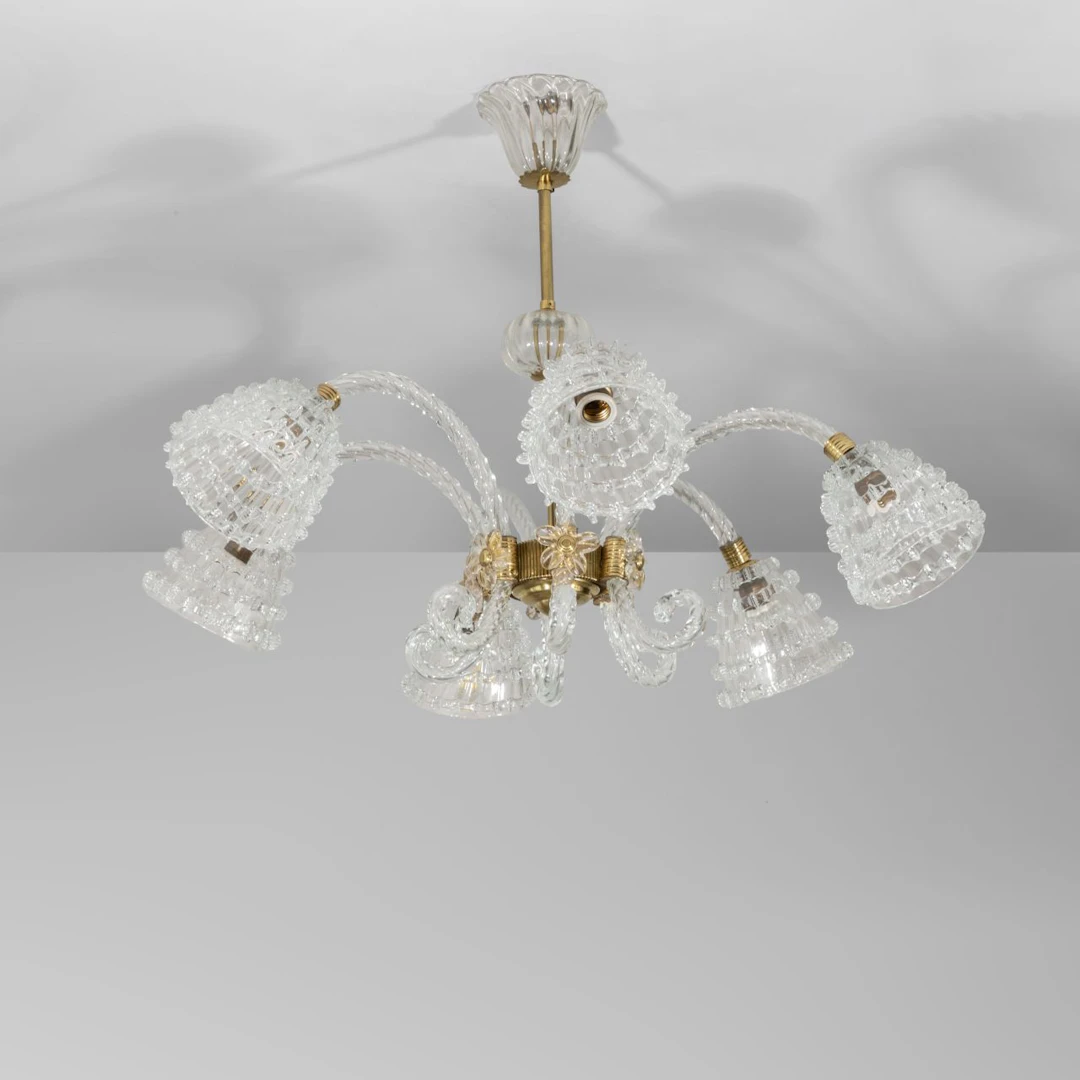 BAROVIER & TOSO, anni '40. Una lampada a sospensione. Vetro ritorto