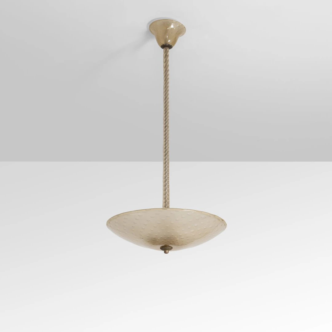 BAROVIER & TOSO, anni '40. Una lampada a sospensione. Stelo in vetro