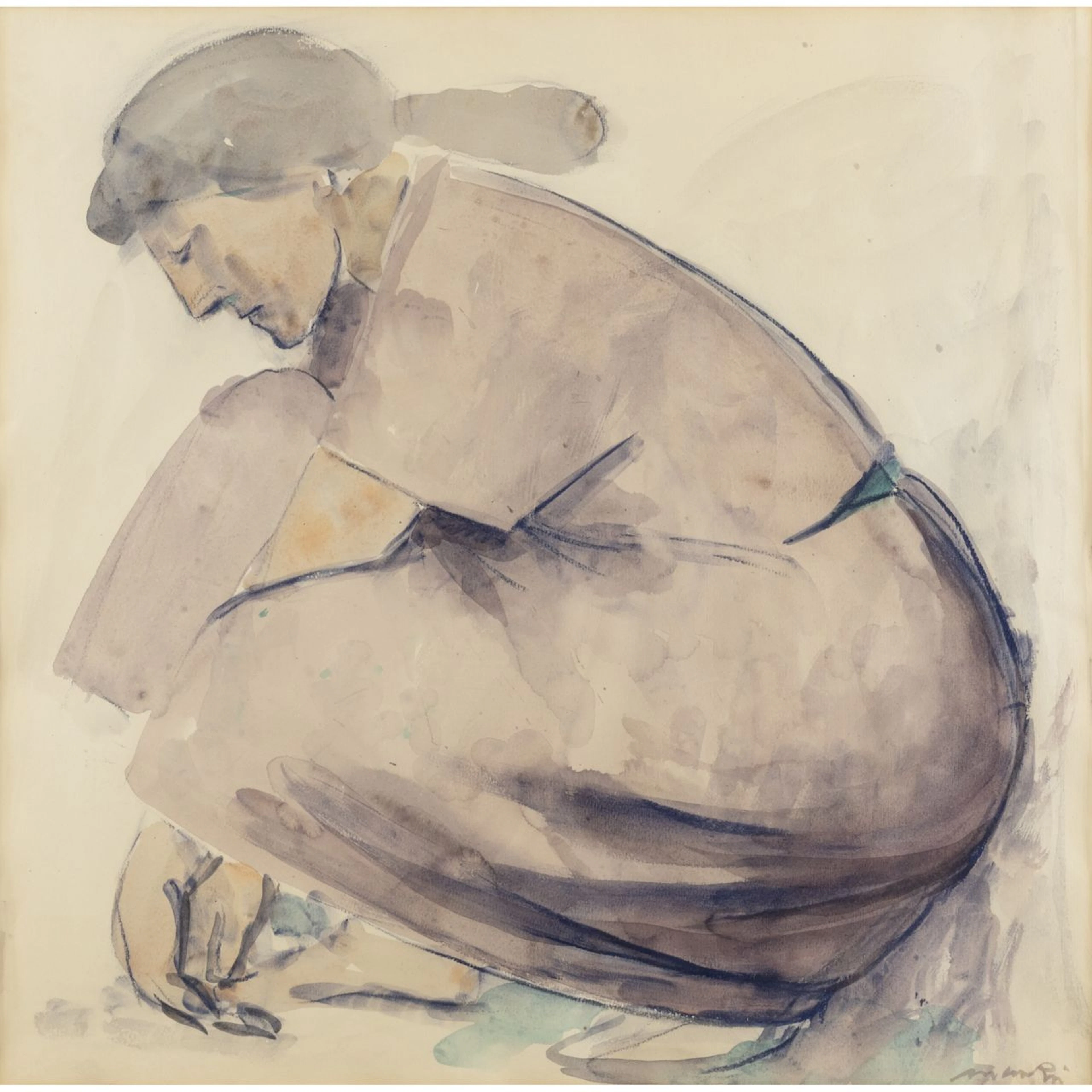 GIACOMO MANZU' (1908-1991) Senza titolo tecnica mista su carta cm