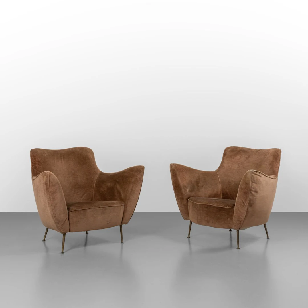 GUGLIELMO VERONESI, ISA, 1952. Due poltrone modello 'Perla'. Struttura