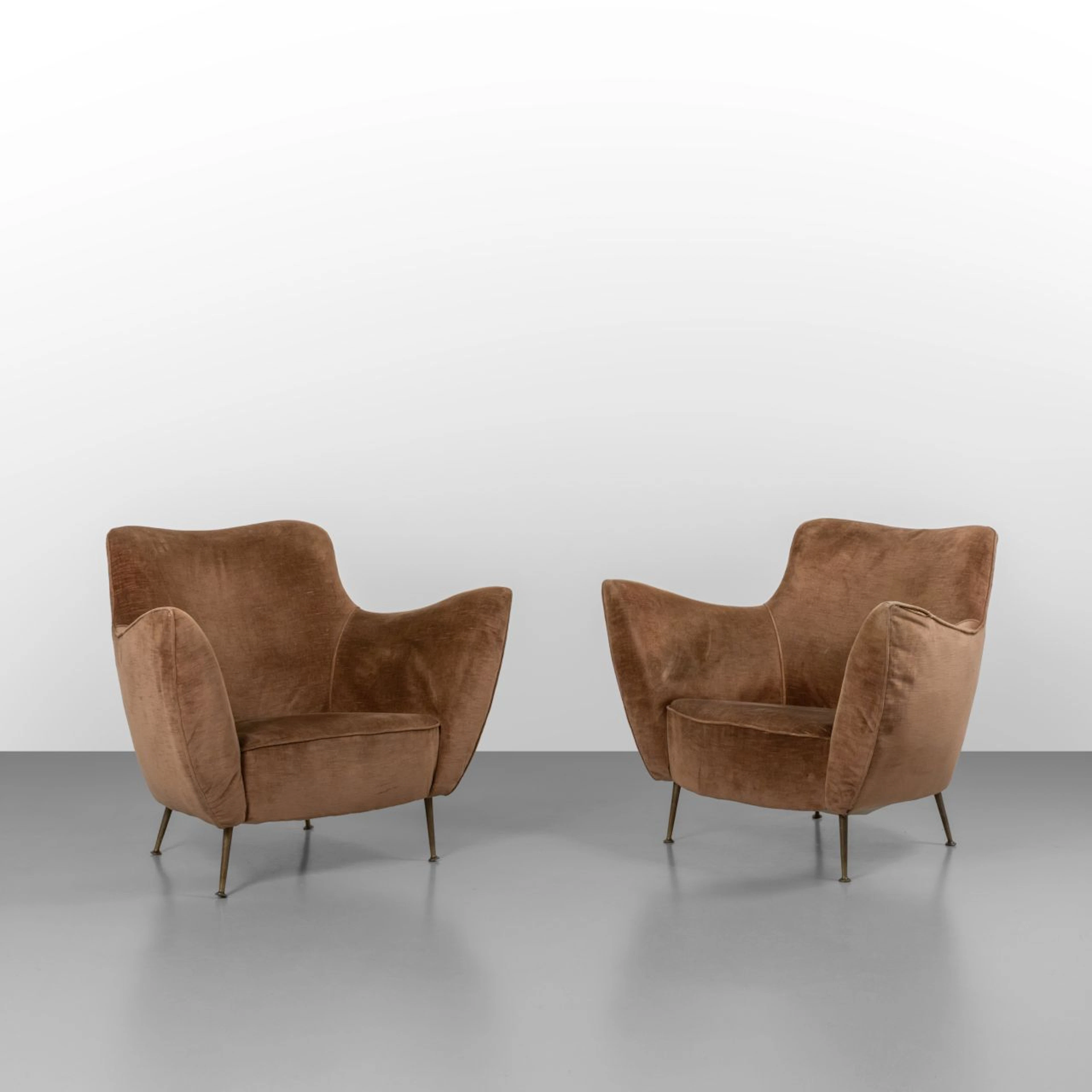 GUGLIELMO VERONESI, ISA, 1952. Due poltrone modello 'Perla'. Struttura